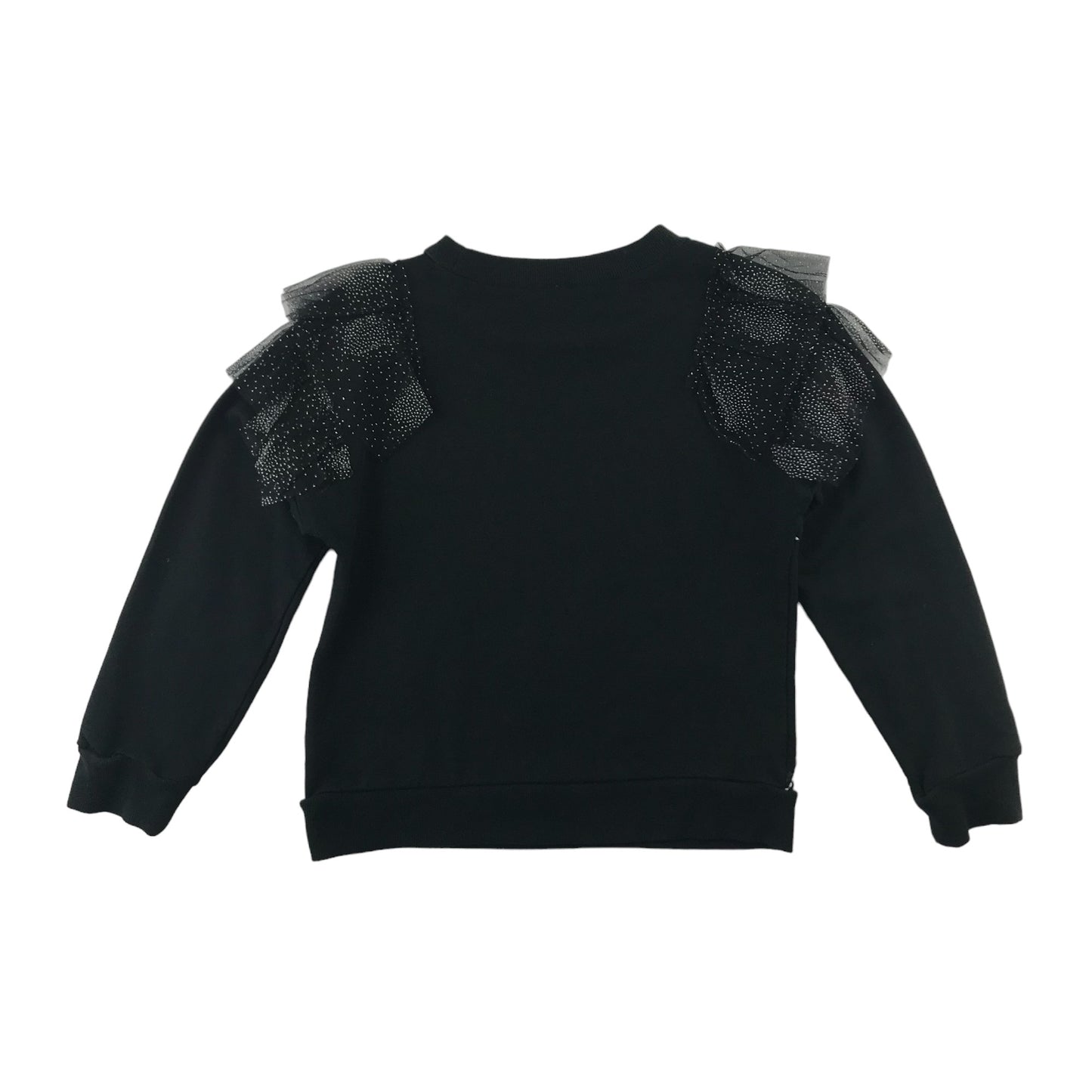 Tu sweater 9 years black with mesh layered shoulders and sequin star design