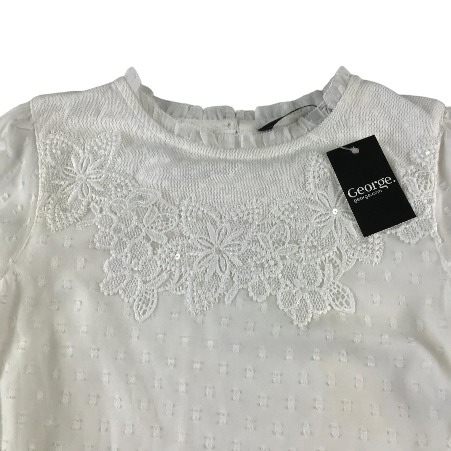 George blouse 8-9 years white floral embroidered top