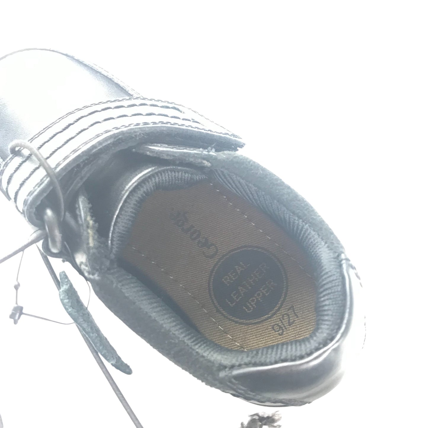George school shoes shoe size 9 junior black leather with hook and loop strap