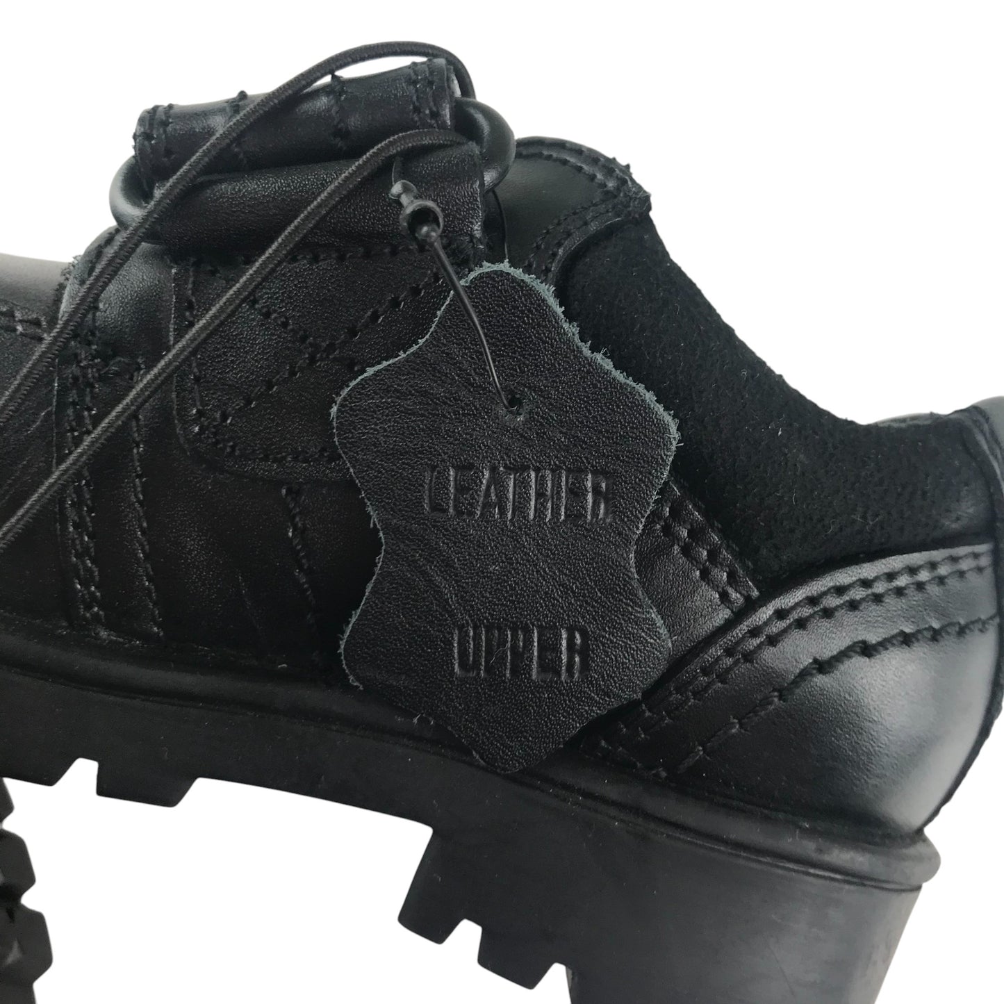 George school shoes shoe size 9 junior black leather with hook and loop strap