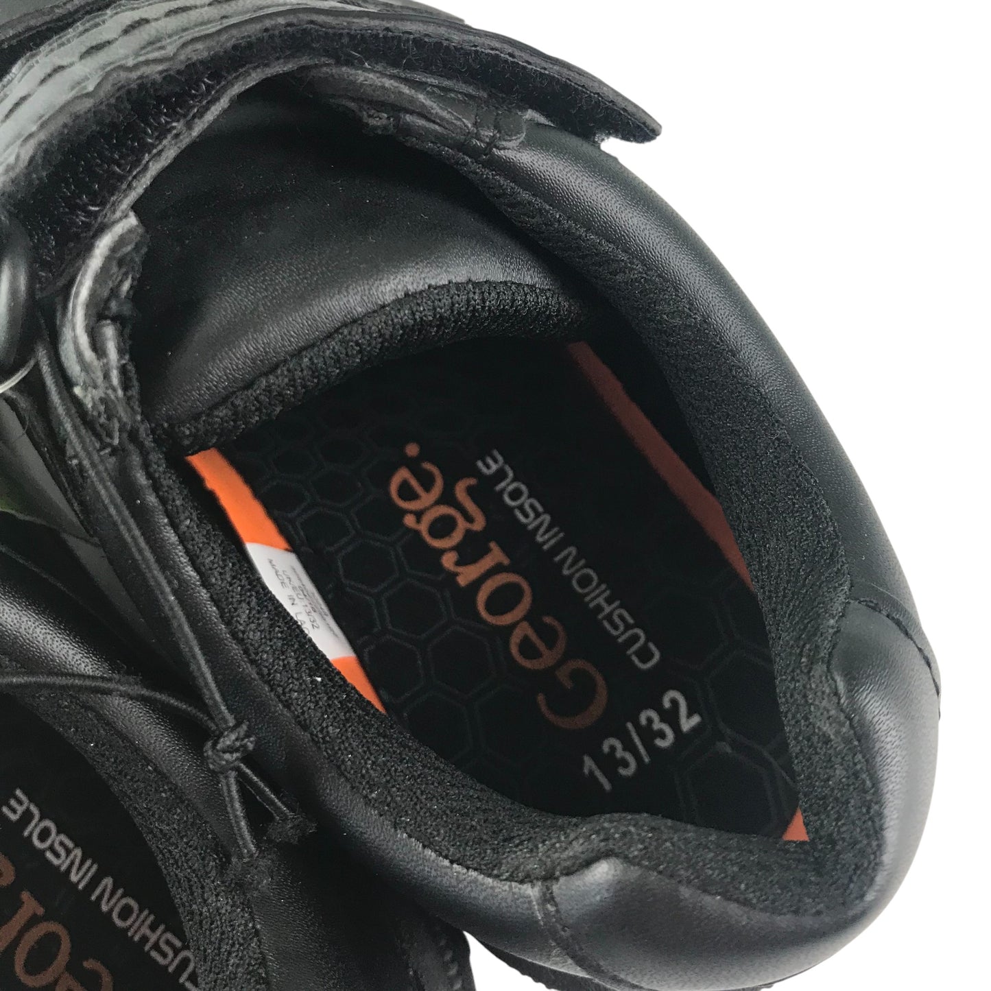 George school shoes shoe size 13 junior black with hook and loop straps