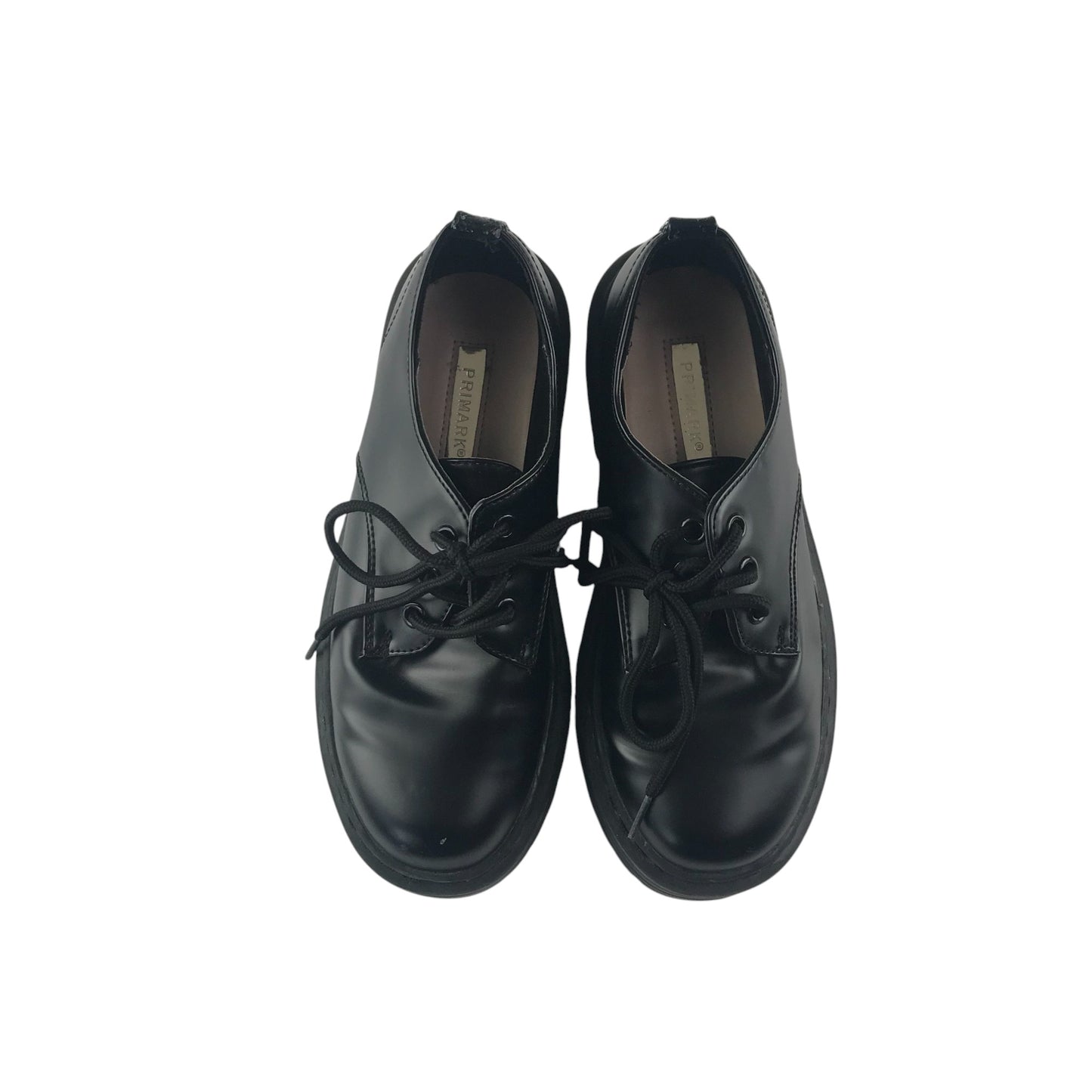 Primark shoes shoe size 3 black synthetic leather chunky low tops with laces