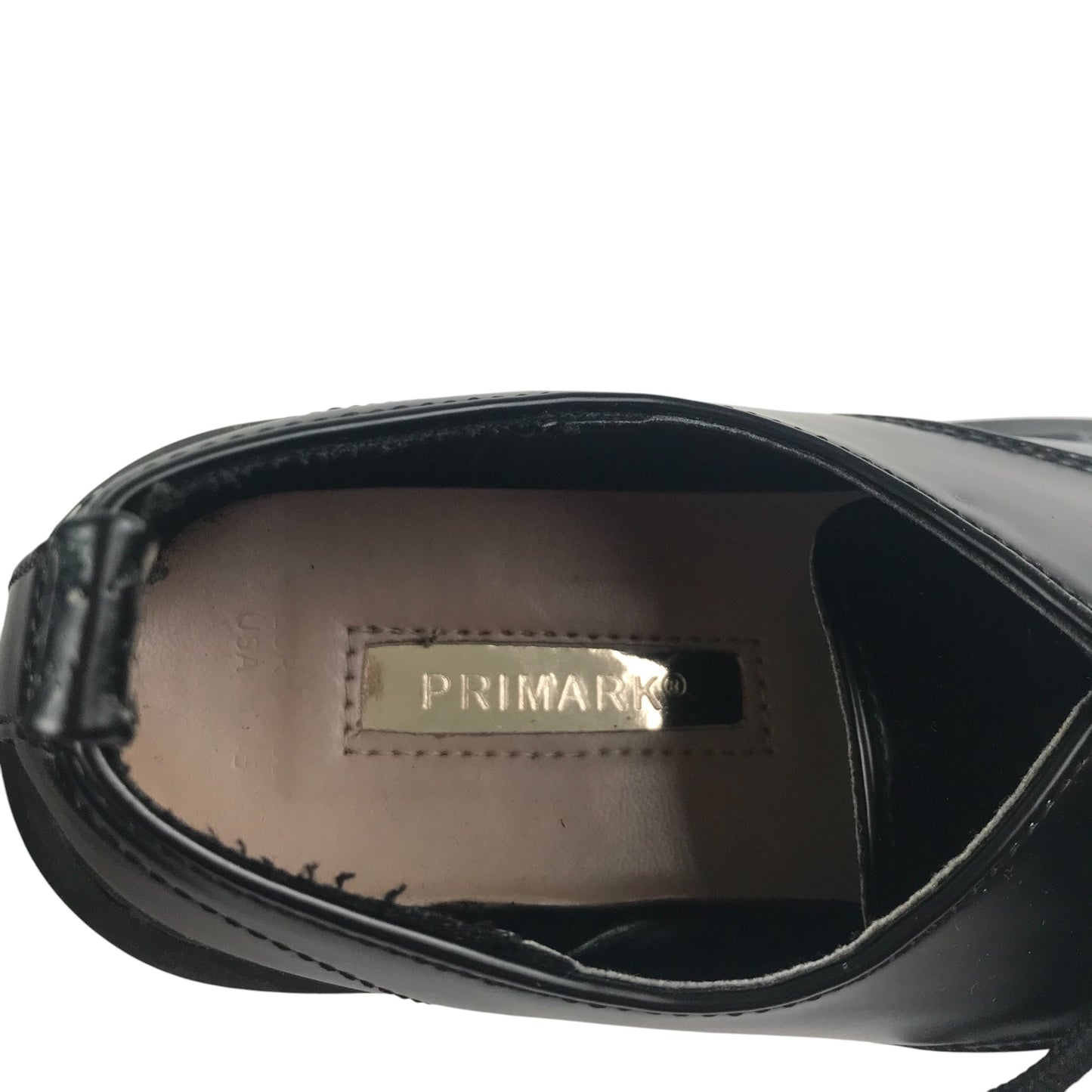 Primark shoes shoe size 3 black synthetic leather chunky low tops with laces