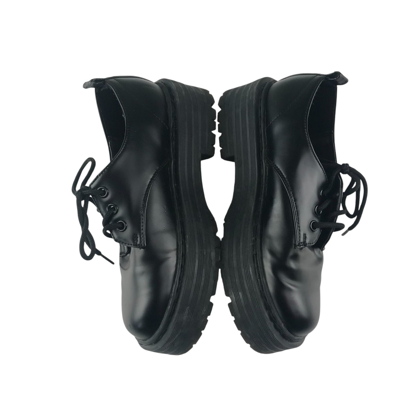 Primark shoes shoe size 3 black synthetic leather chunky low tops with laces