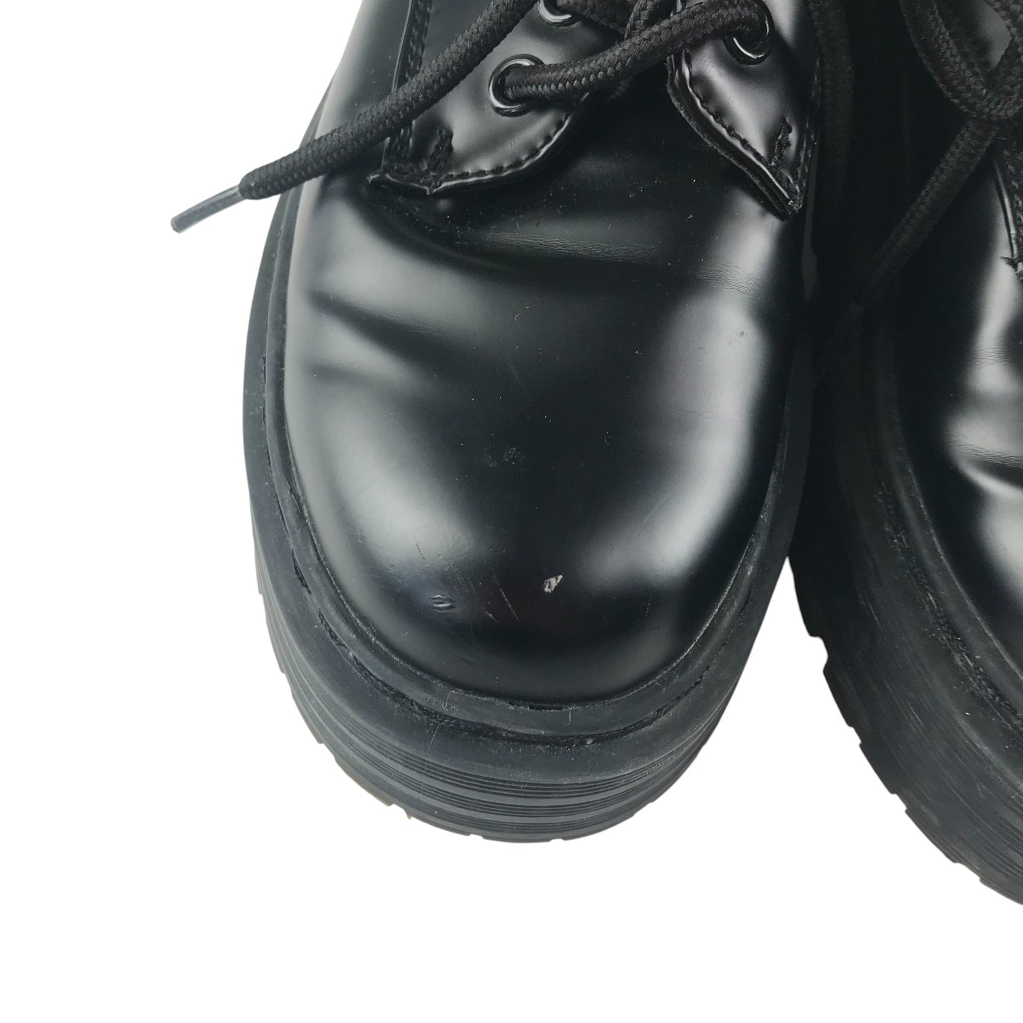 Primark shoes shoe size 3 black synthetic leather chunky low tops with laces