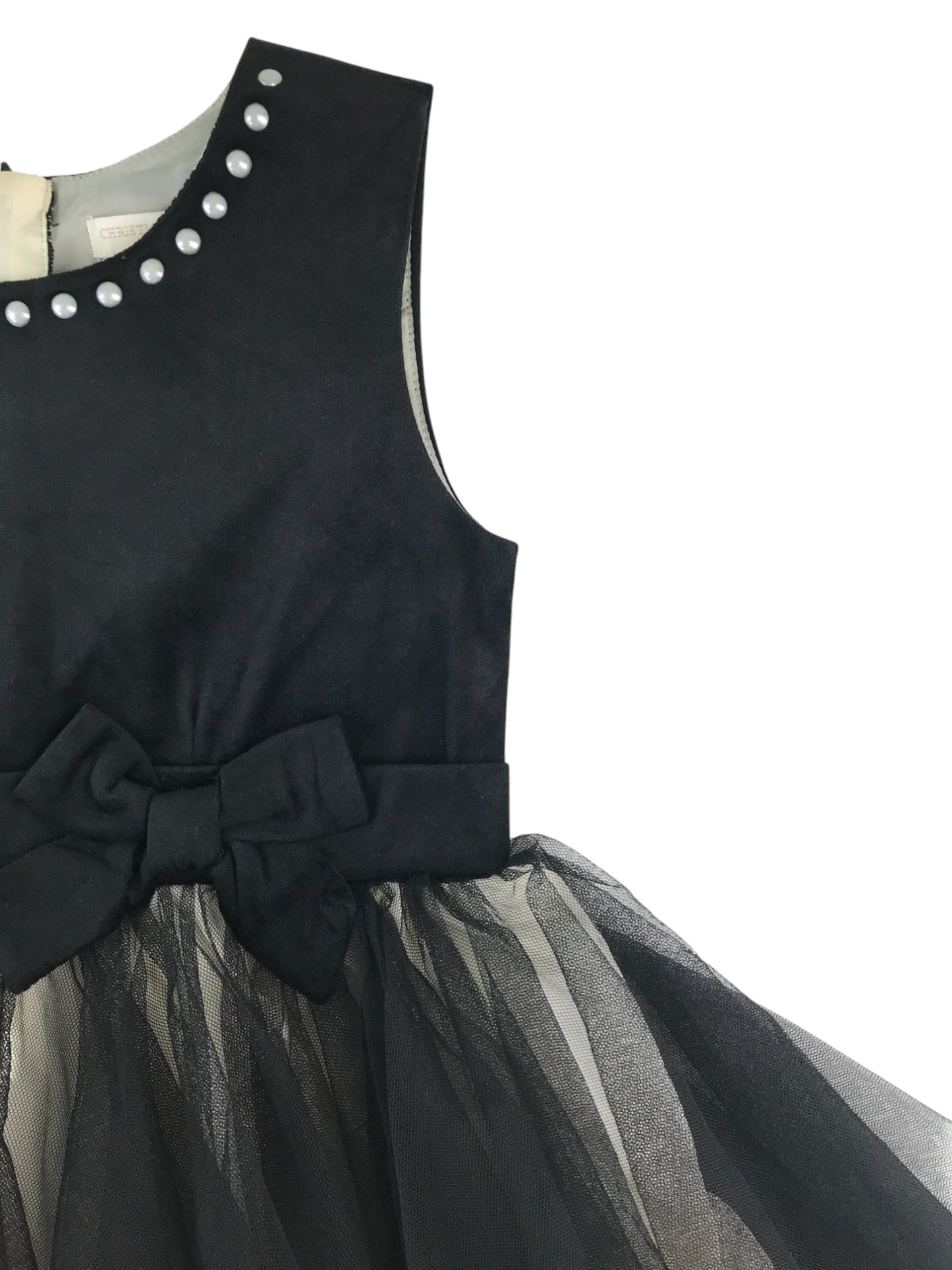 Christian Siriano dress 6-7 years black velvety top with mesh tulle skirt