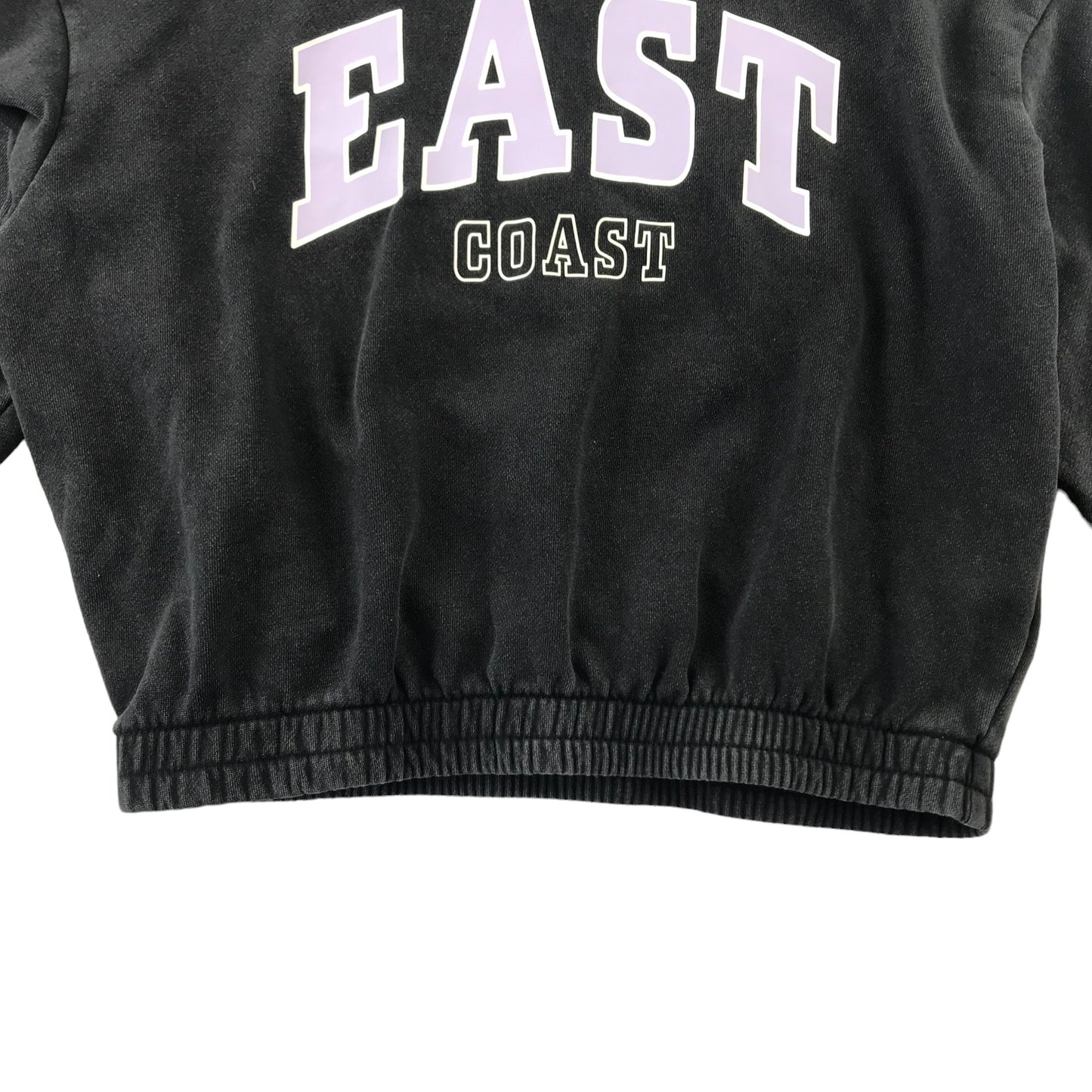 H&M sweater 10-11 years dark grey cropped text graphic print