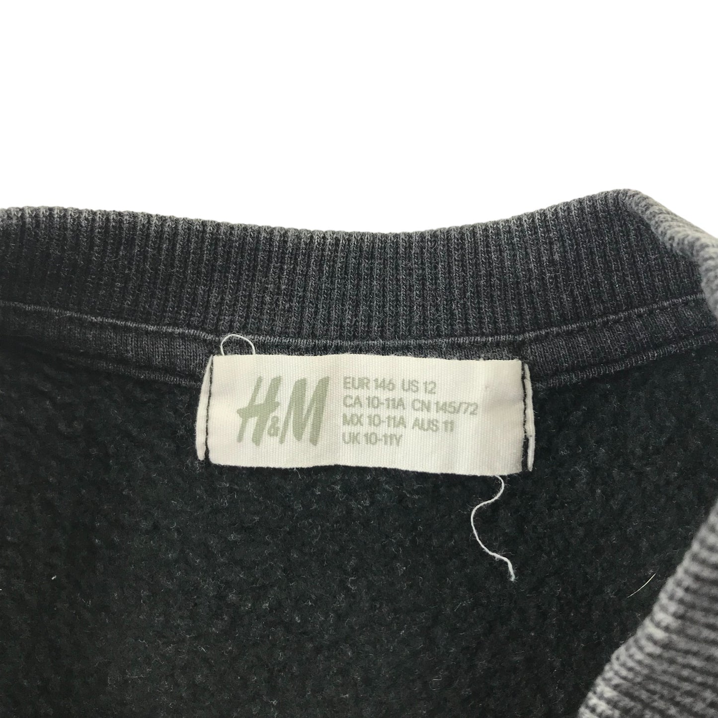 H&M sweater 10-11 years dark grey cropped text graphic print
