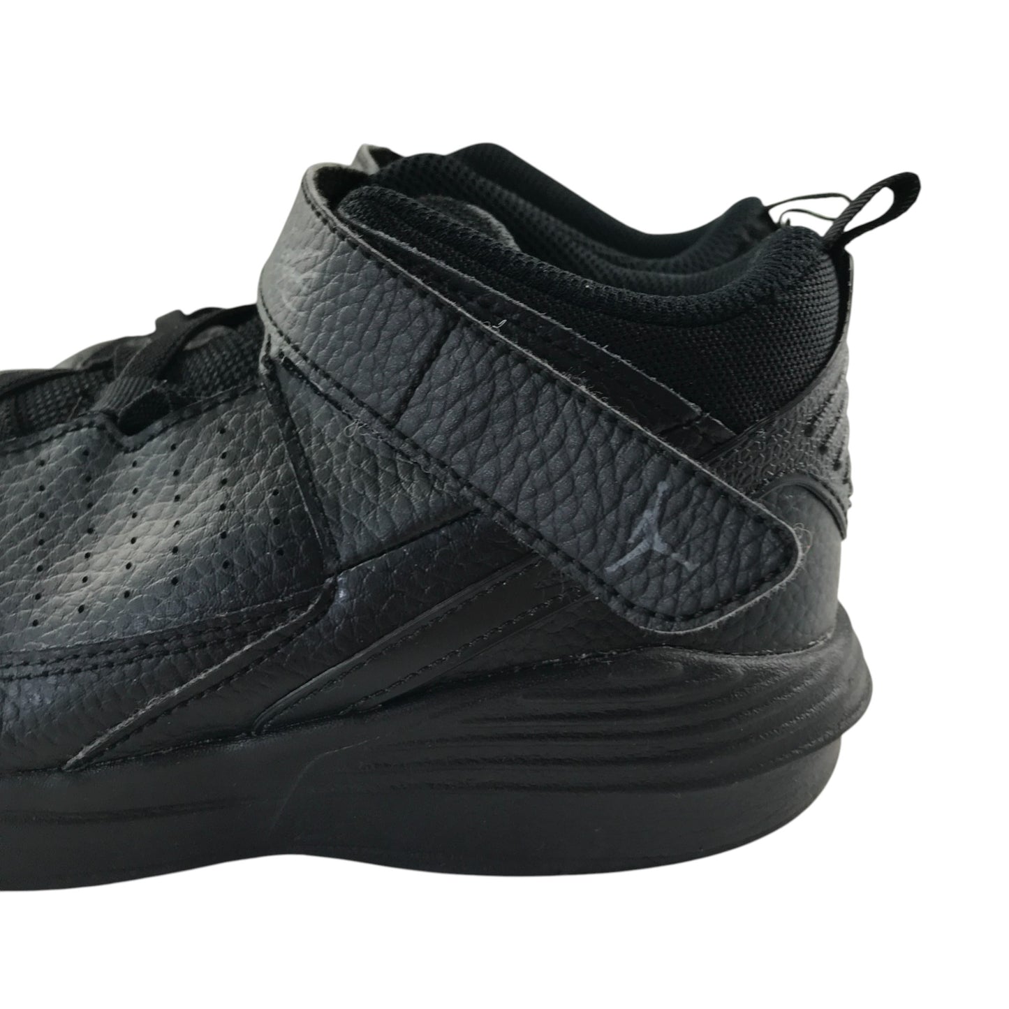 Jordan Flight trainers shoe size 1 black with logo on hoop and loop strap