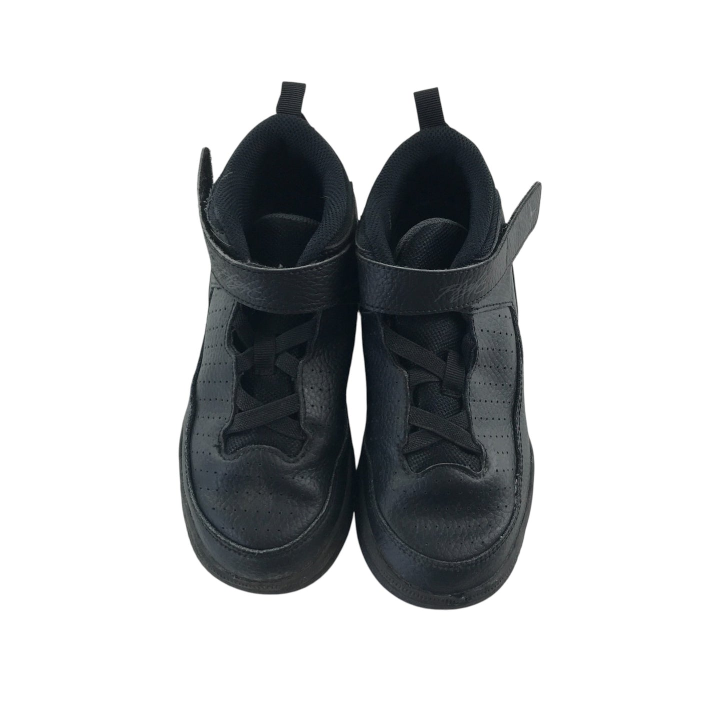 Jordan Flight trainers shoe size 1 black with logo on hoop and loop strap