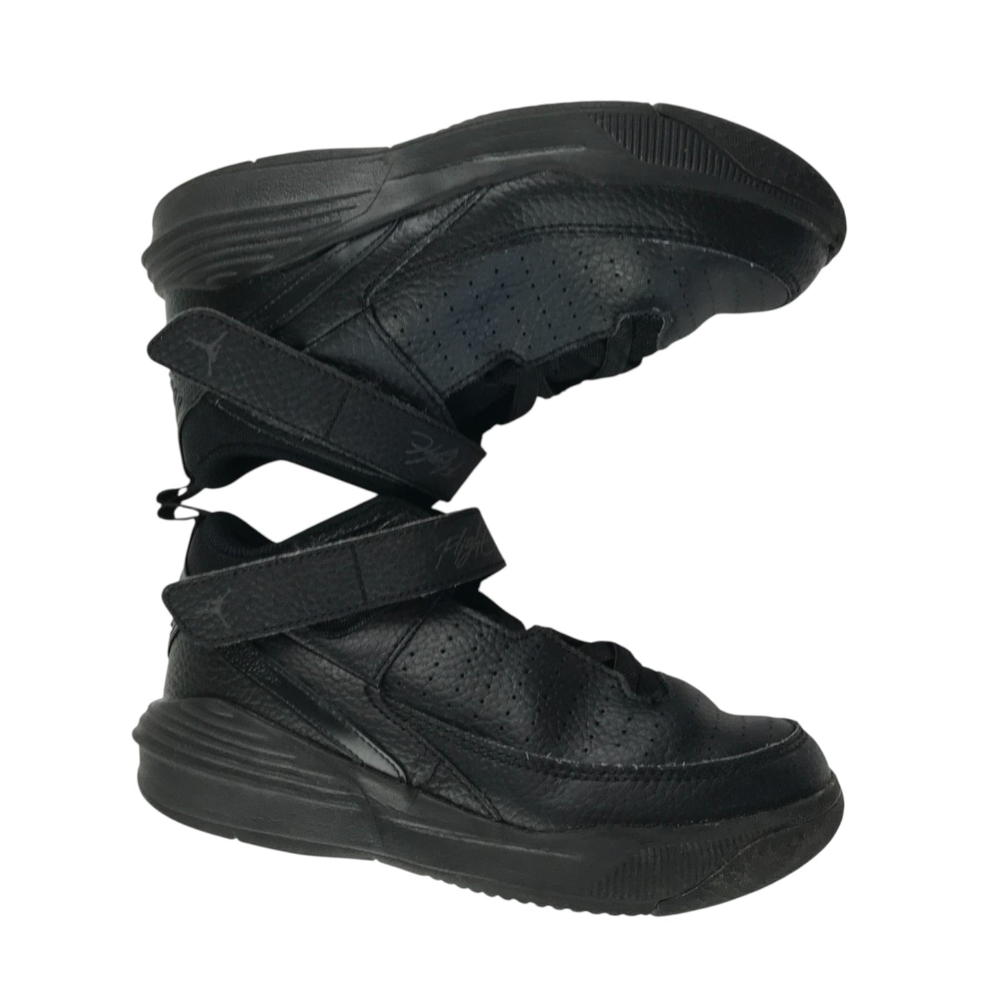 Jordan Flight trainers shoe size 1 black with logo on hoop and loop strap