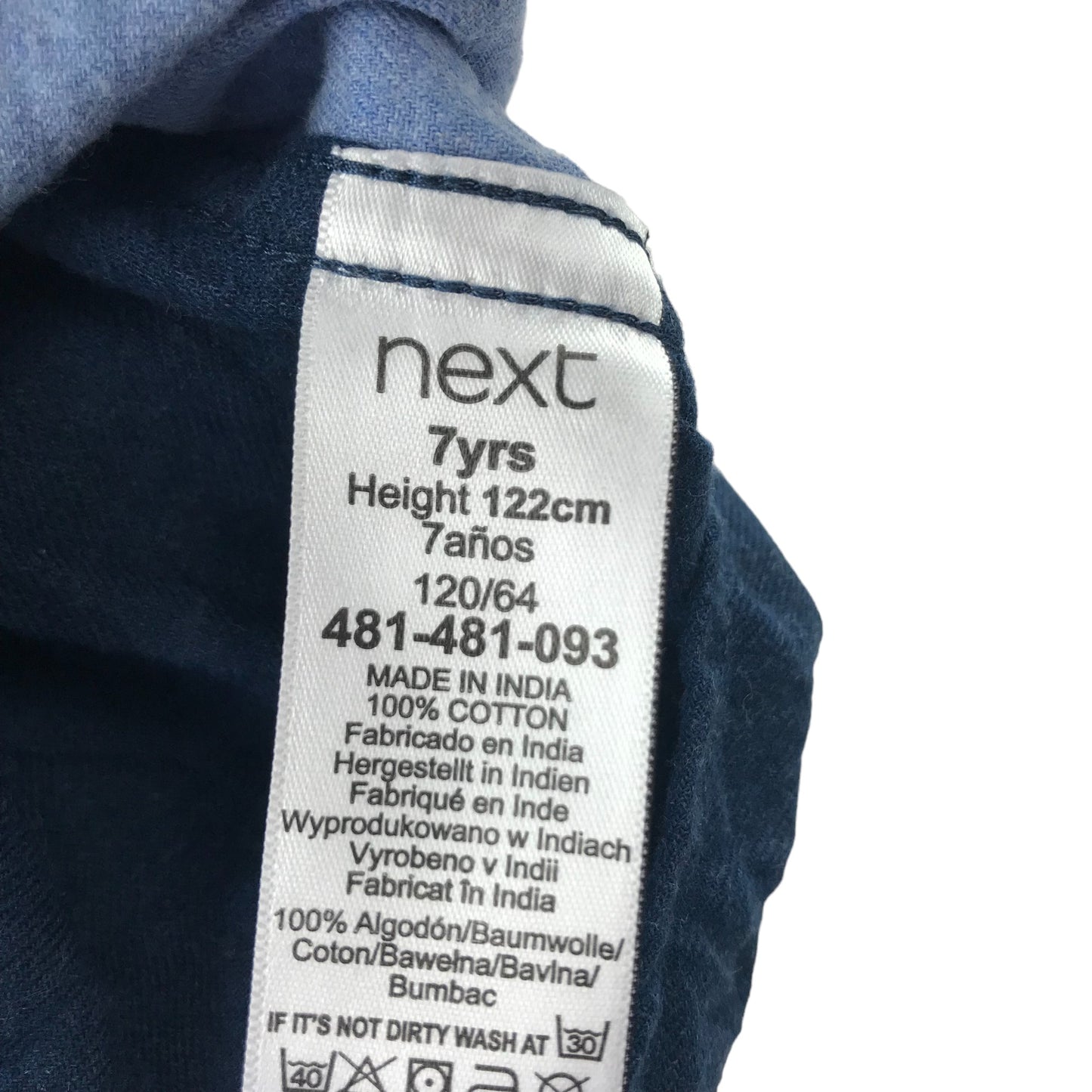 Next shirt 7 years half navy and blue button fastening cotton
