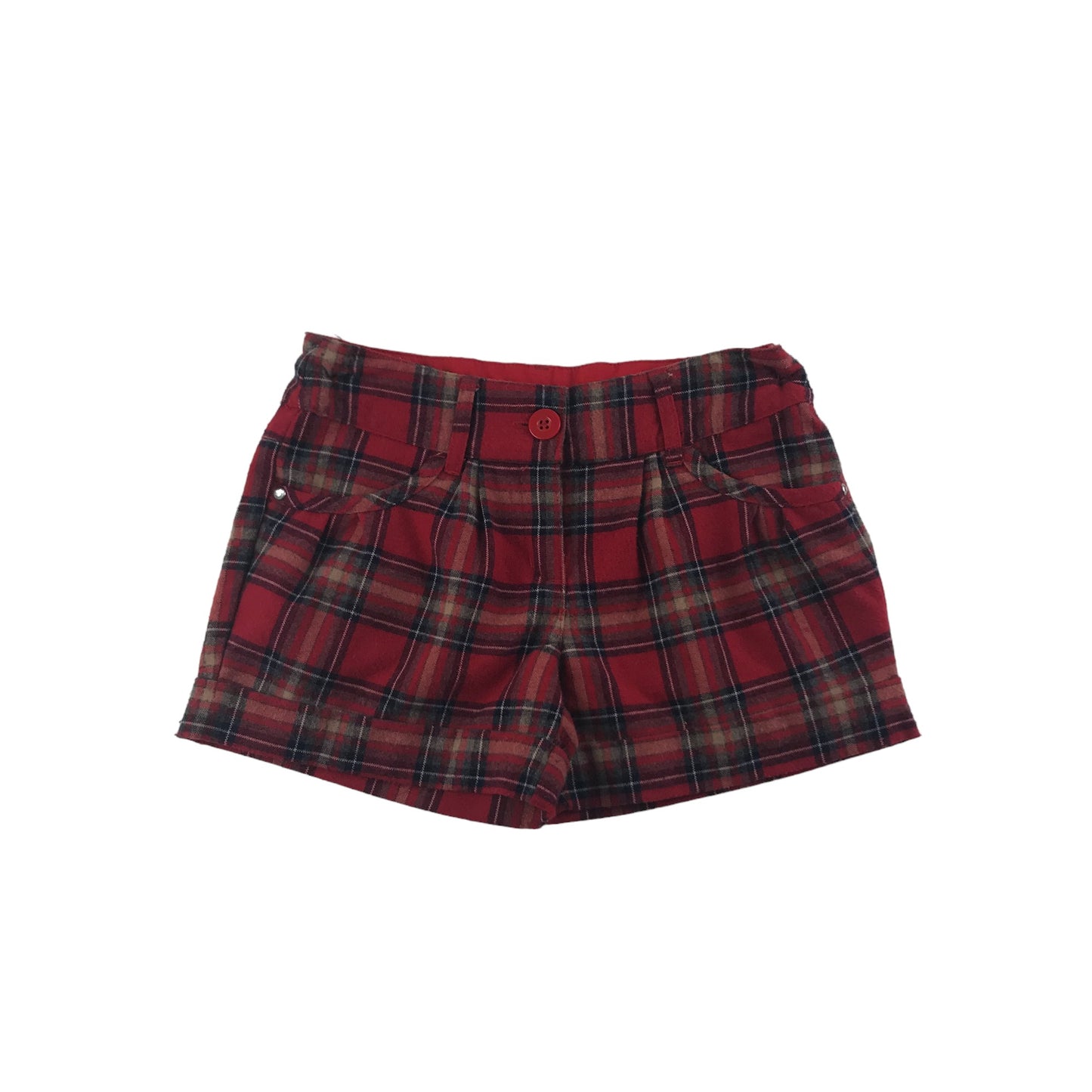 Next Shorts Age 9 Red Check Pattern Knitted Texture