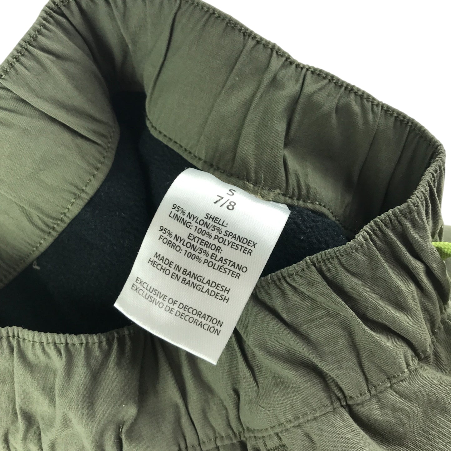 Trousers 7-8 years khaki cargo style elasticated waist with cuffed leg fleece inside