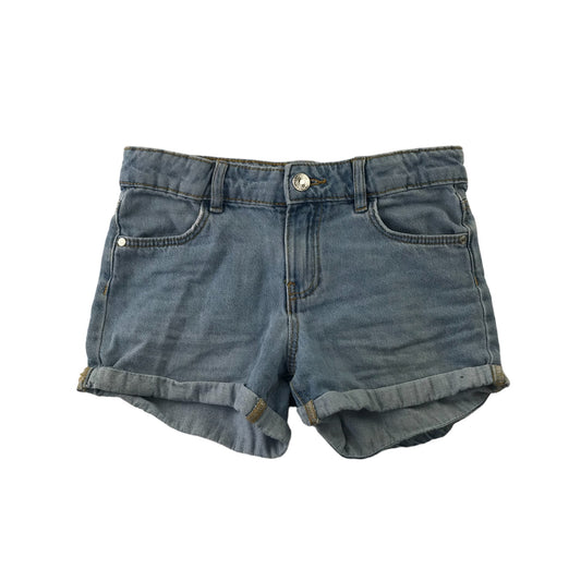 Denim Co shorts 8-9 years blue denim folded hem mid rise cotton