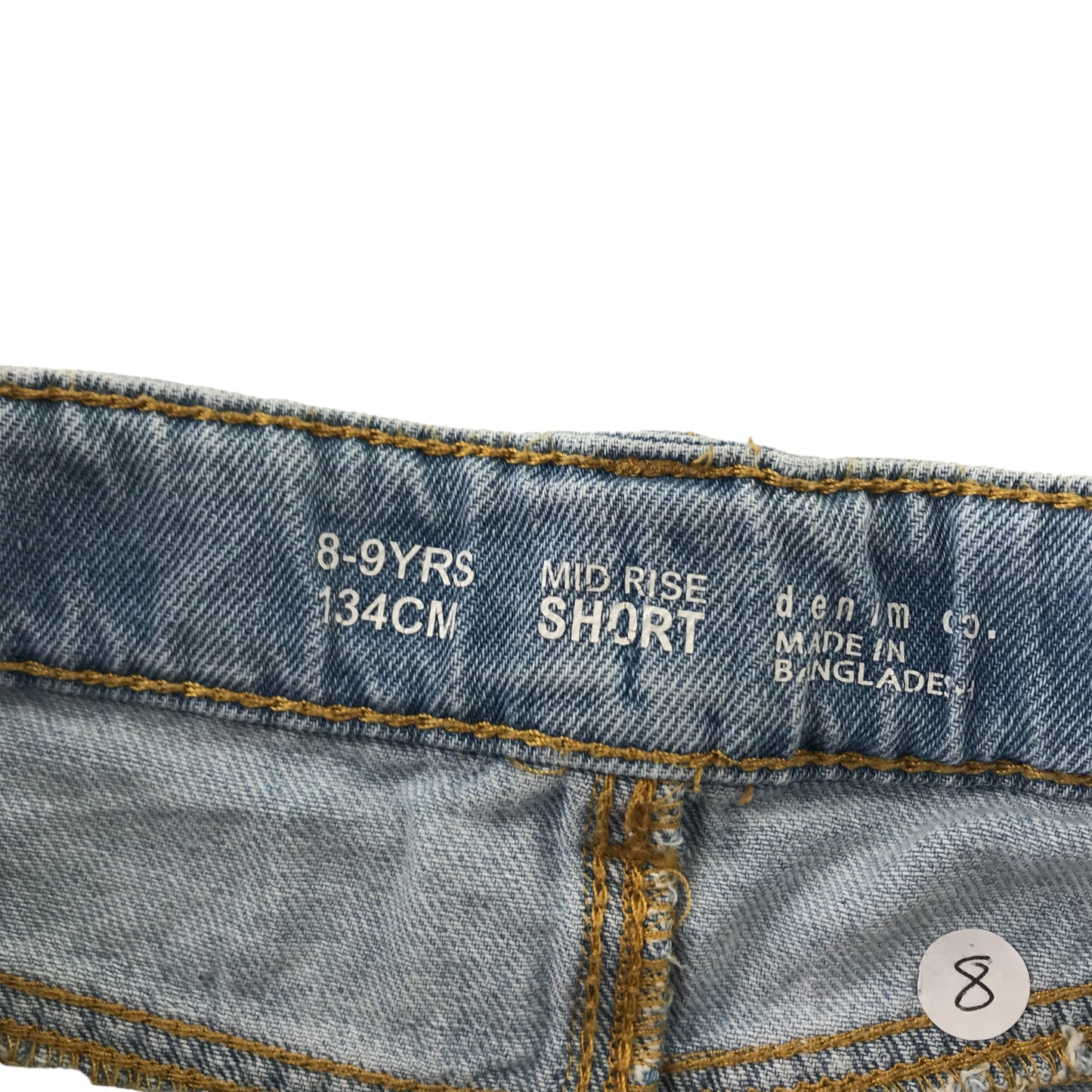 Denim Co shorts 8-9 years blue denim folded hem mid rise cotton