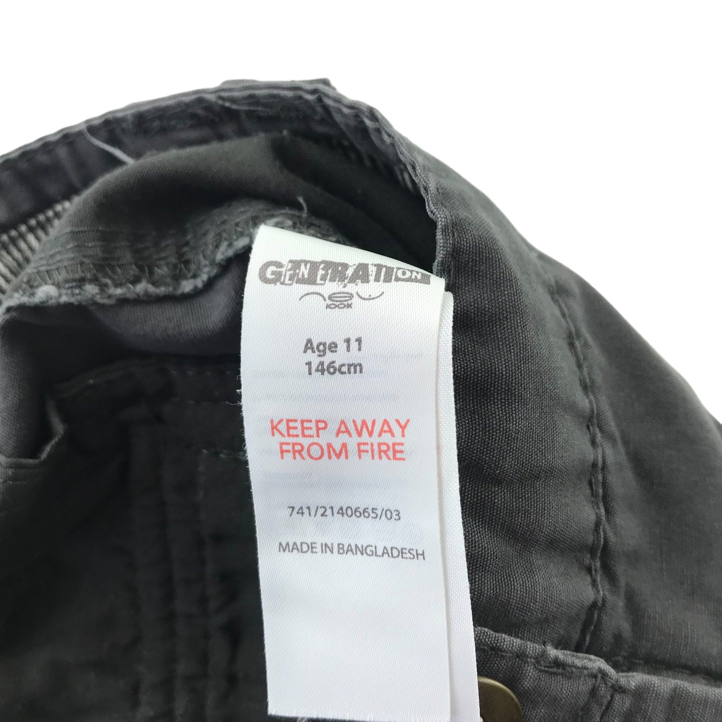 Generation shorts 11 years dark grey folded hem cotton