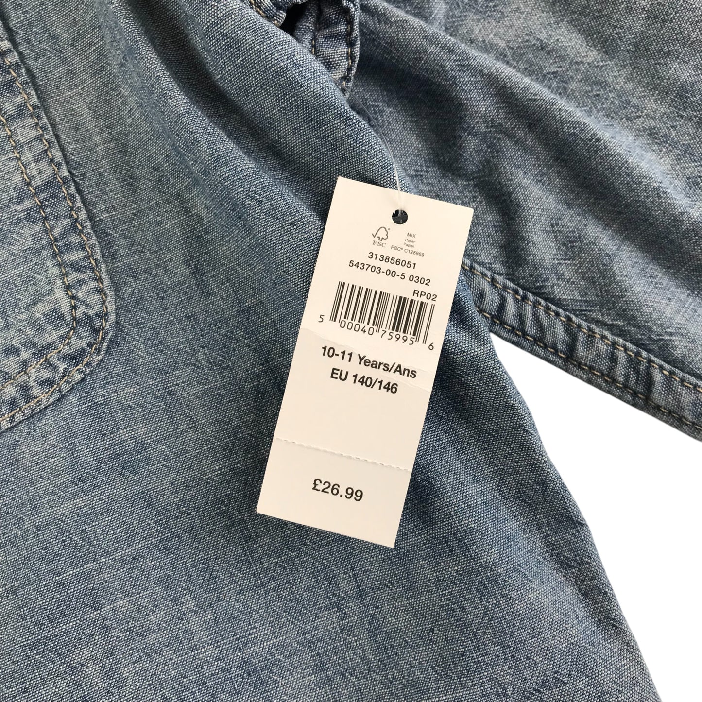 GAP shirt 10-11 years blue denim button up cotton