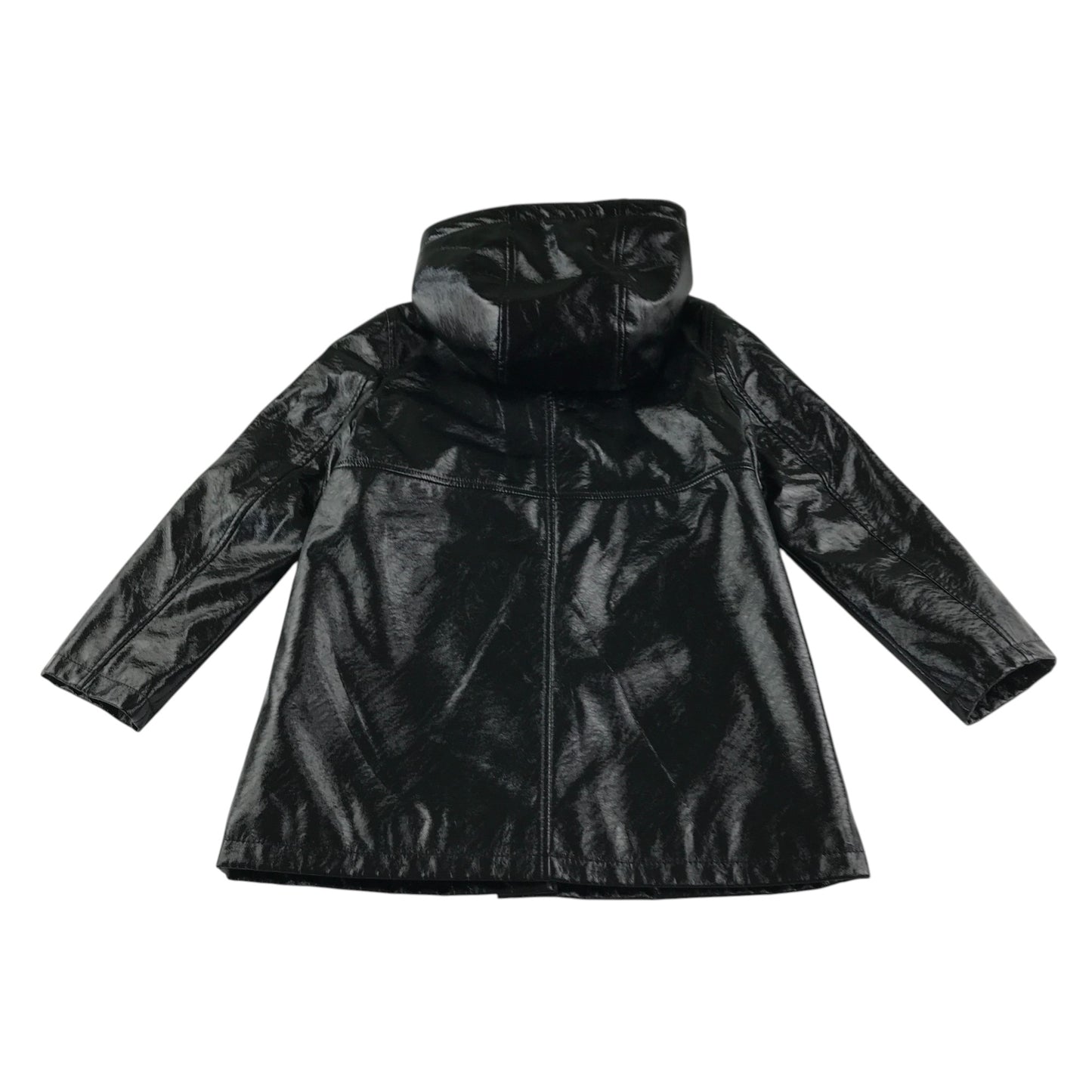 Zara Raincoat 8-9 years black shinny button up closure