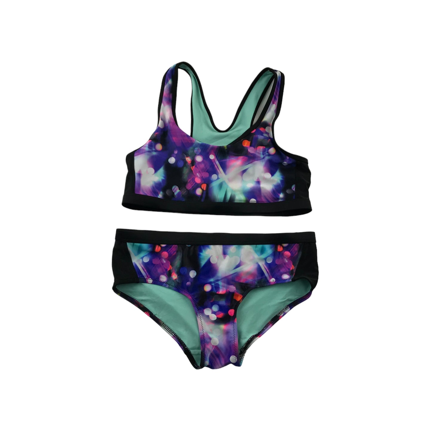 H&M Bikini Age 13 Blue Purple Black Graphic Pattern 2-piece Set