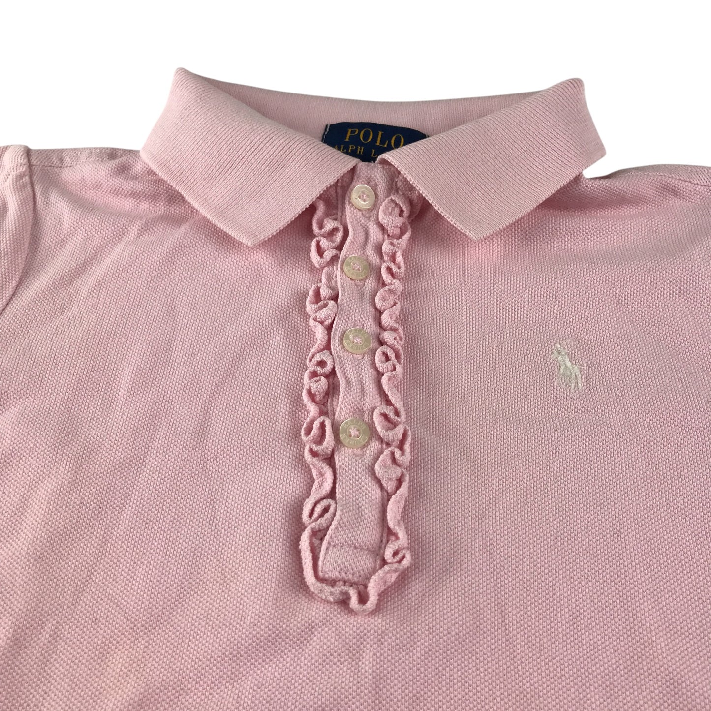 Polo Ralph Lauren polo shirt 5-6 years pink frilled button up with logo cotton