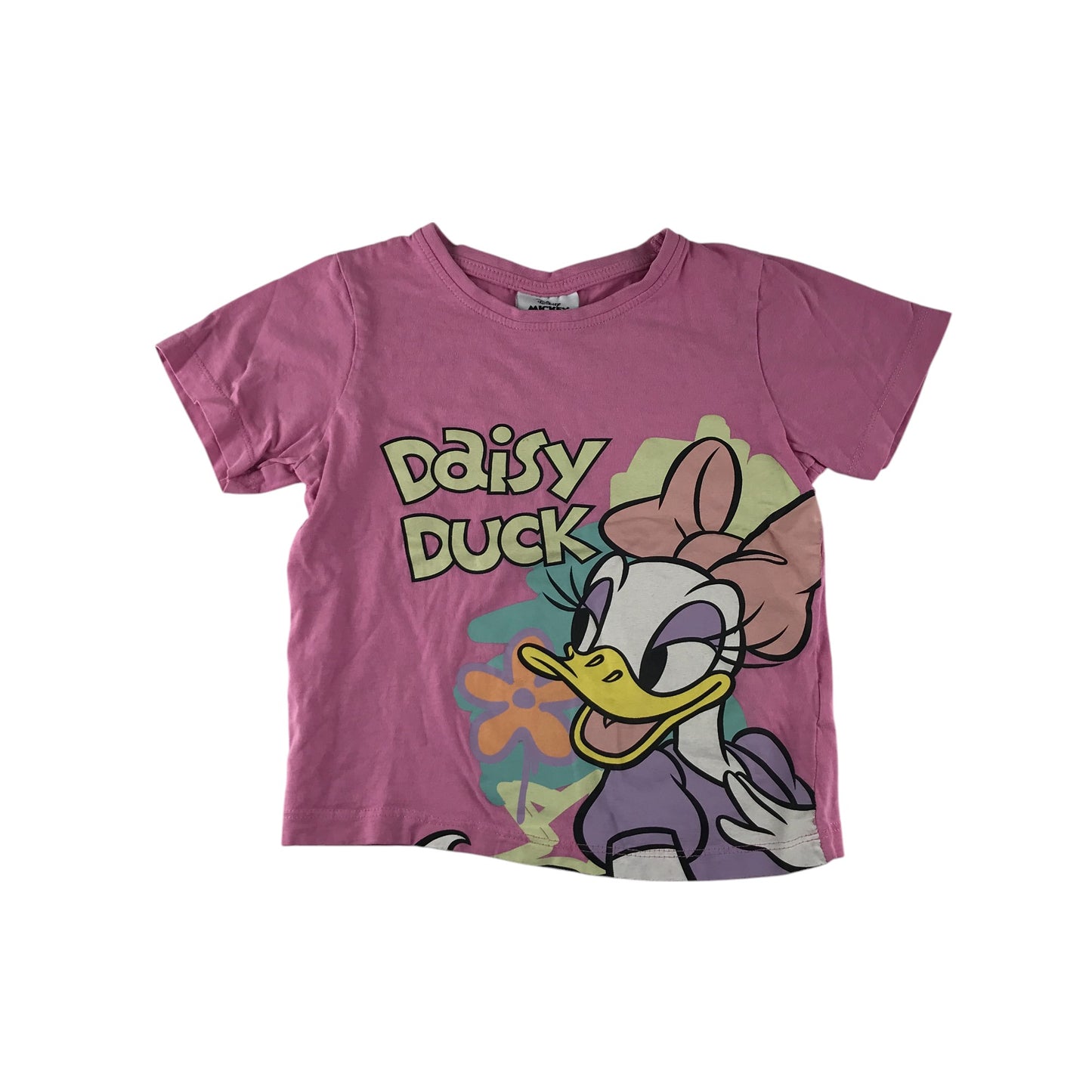Primark t-shirt 5-6 years pink daisy duck graphic print design cotton