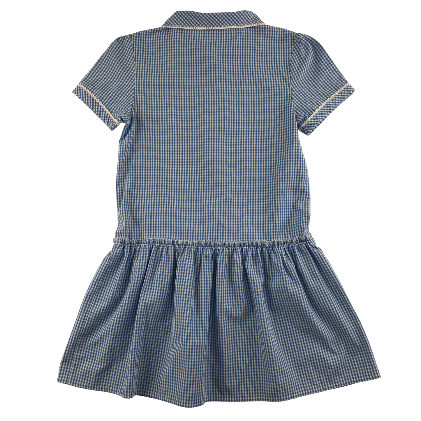 Blue gingham drop waist girls school summer dress
