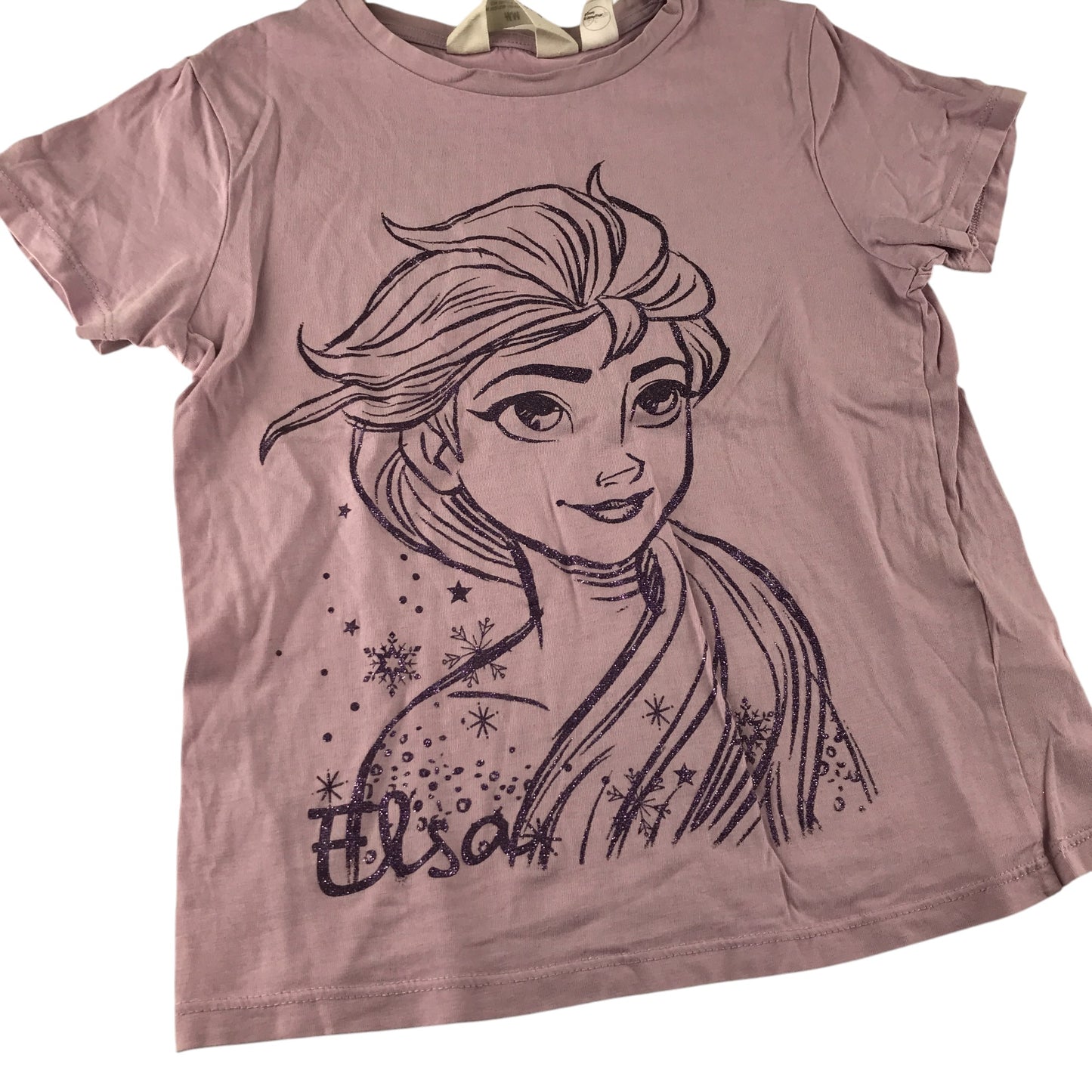 H&M t-shirt 7-8 years lilac Elsa Frozen graphic design cotton