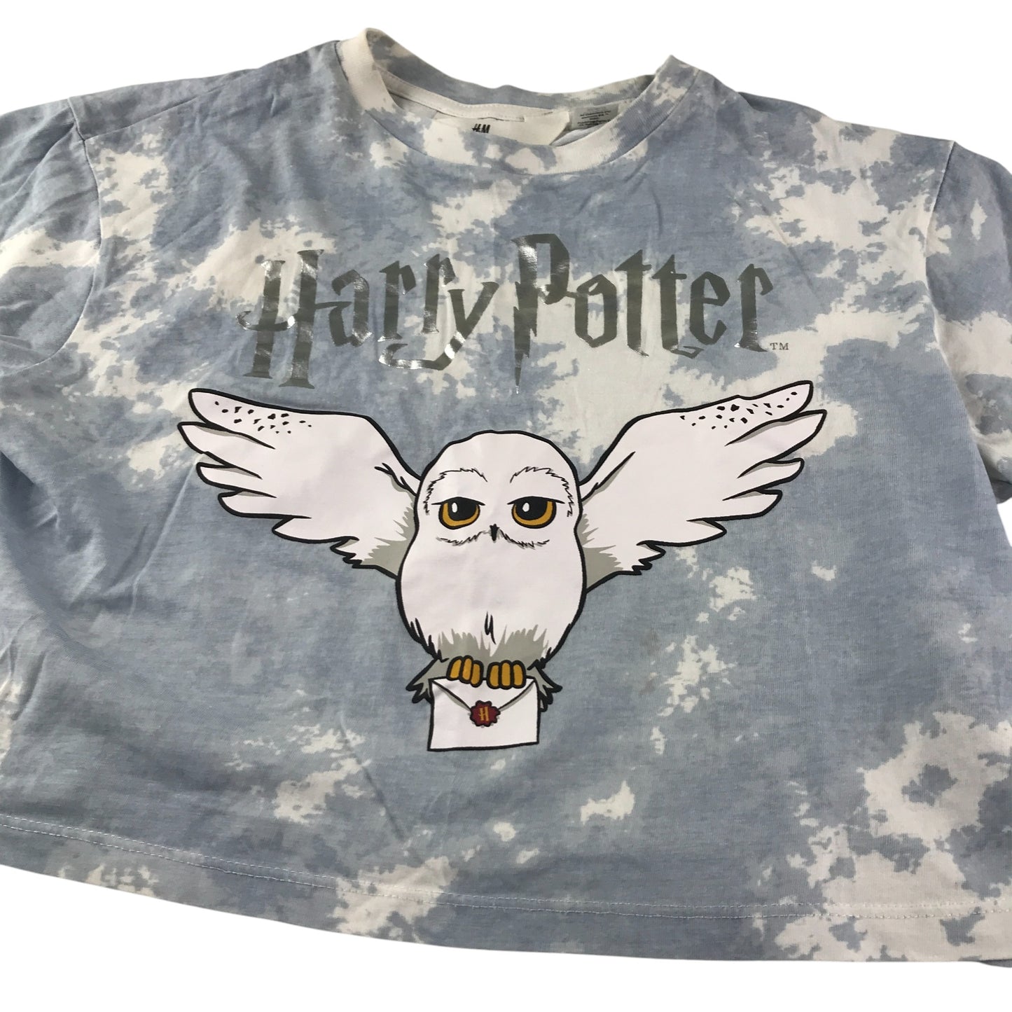H&M t-shirt 9-10 years blue and white Harry Potter graphic design cropped cotton