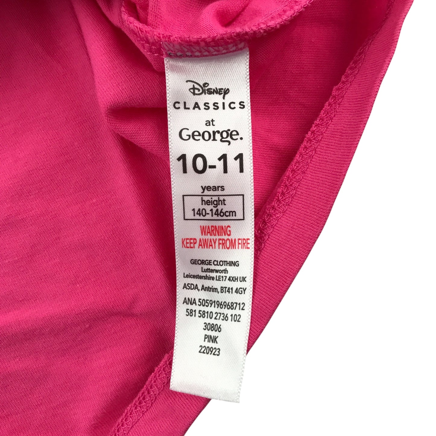 George t-shirt 10-11 years bright pink Disney Stitch and Angel cotton