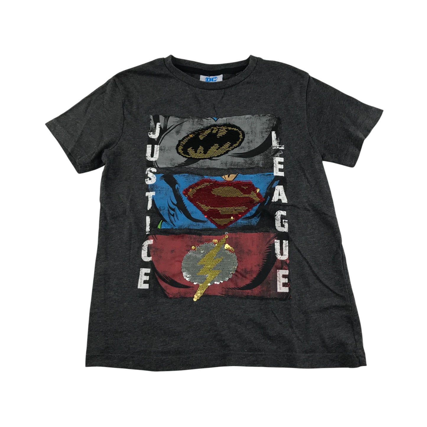 Next t-shirt 6-7 years dark grey Justice League sequins