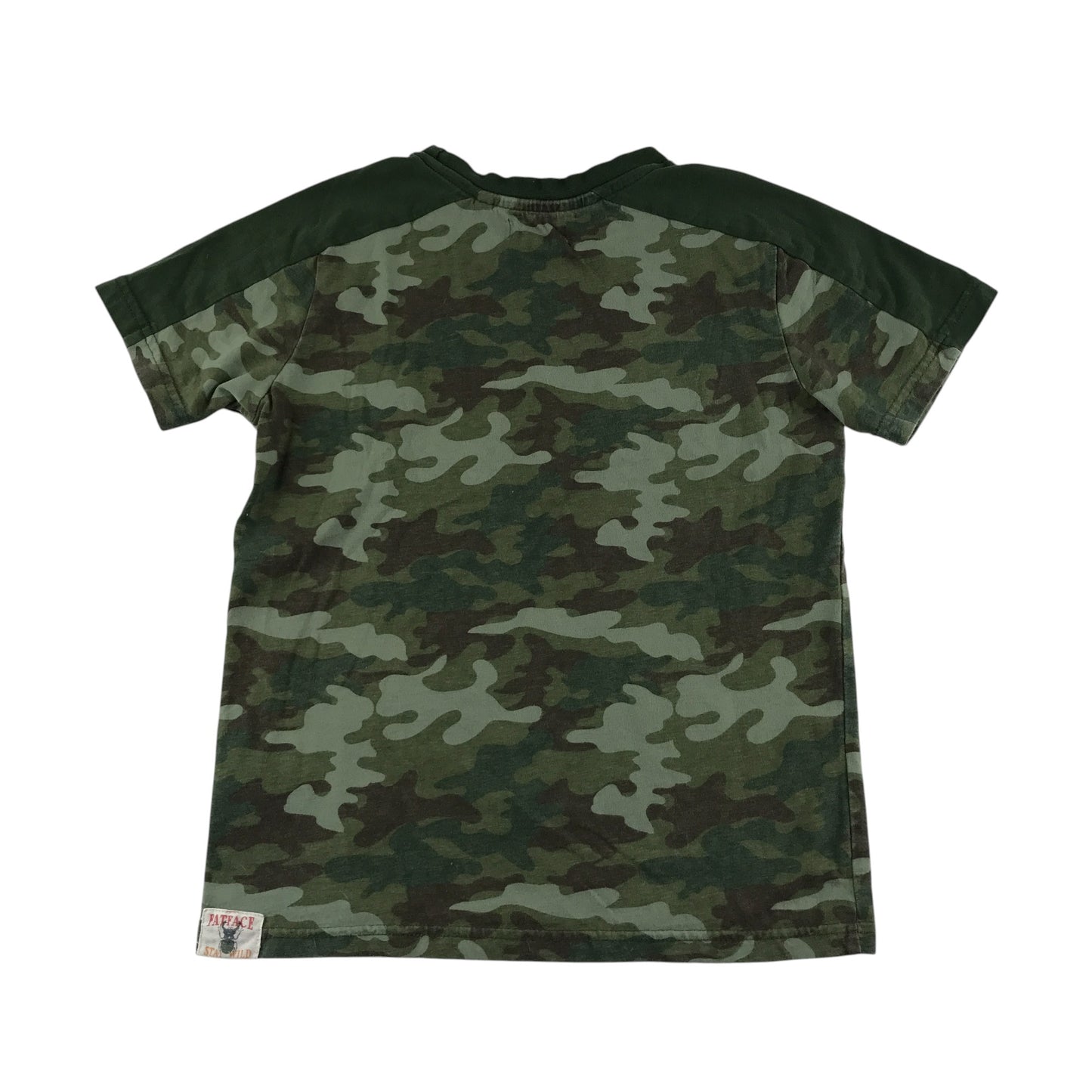Fatface t-shirt 7-8 years khaki green camo pattern short sleeve cotton
