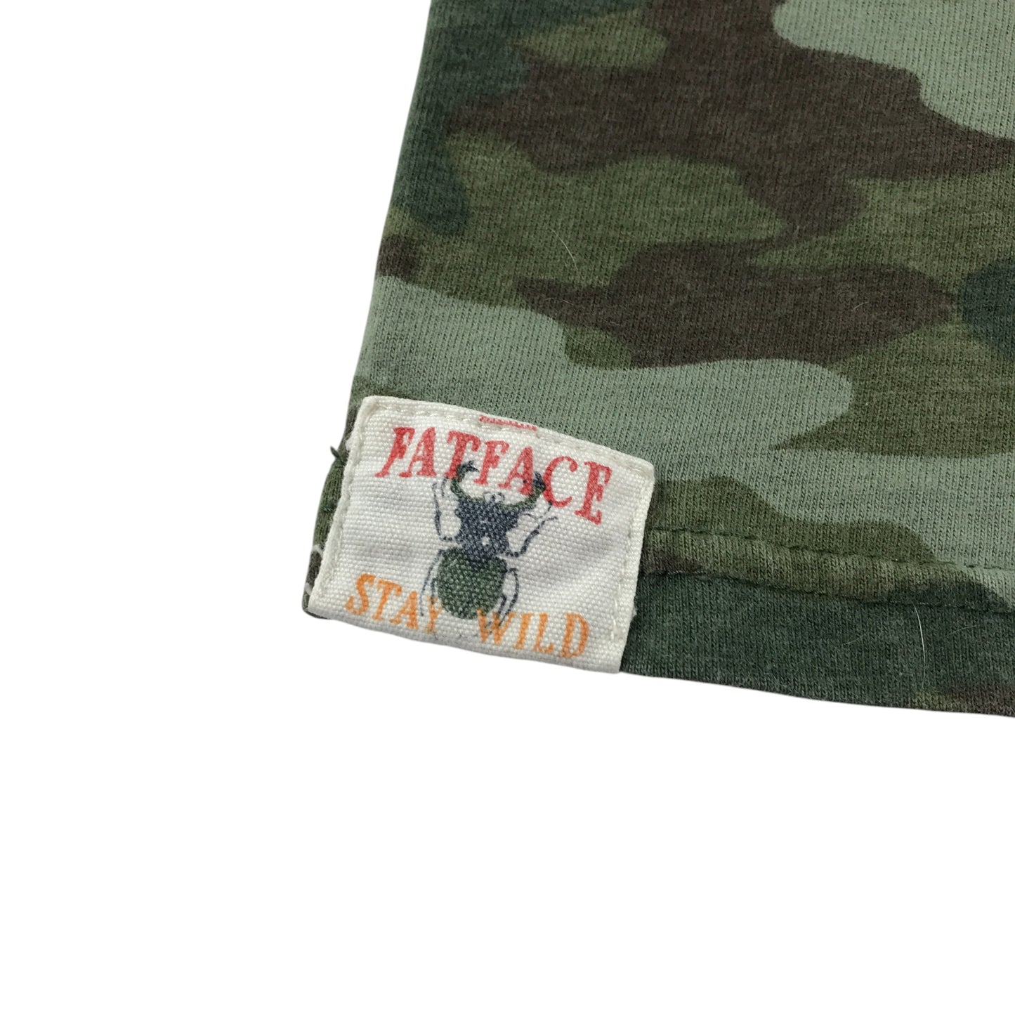 Fatface t-shirt 7-8 years khaki green camo pattern short sleeve cotton