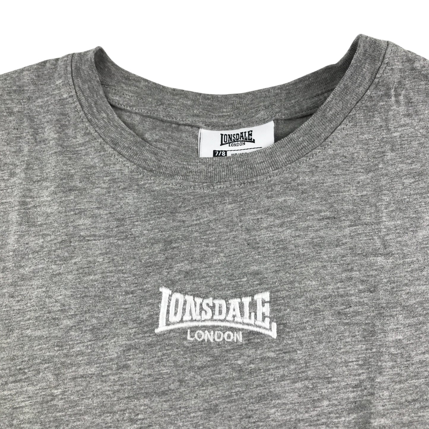 Lonsdale t-shirt 7-8 years grey plain short sleeve cotton blend