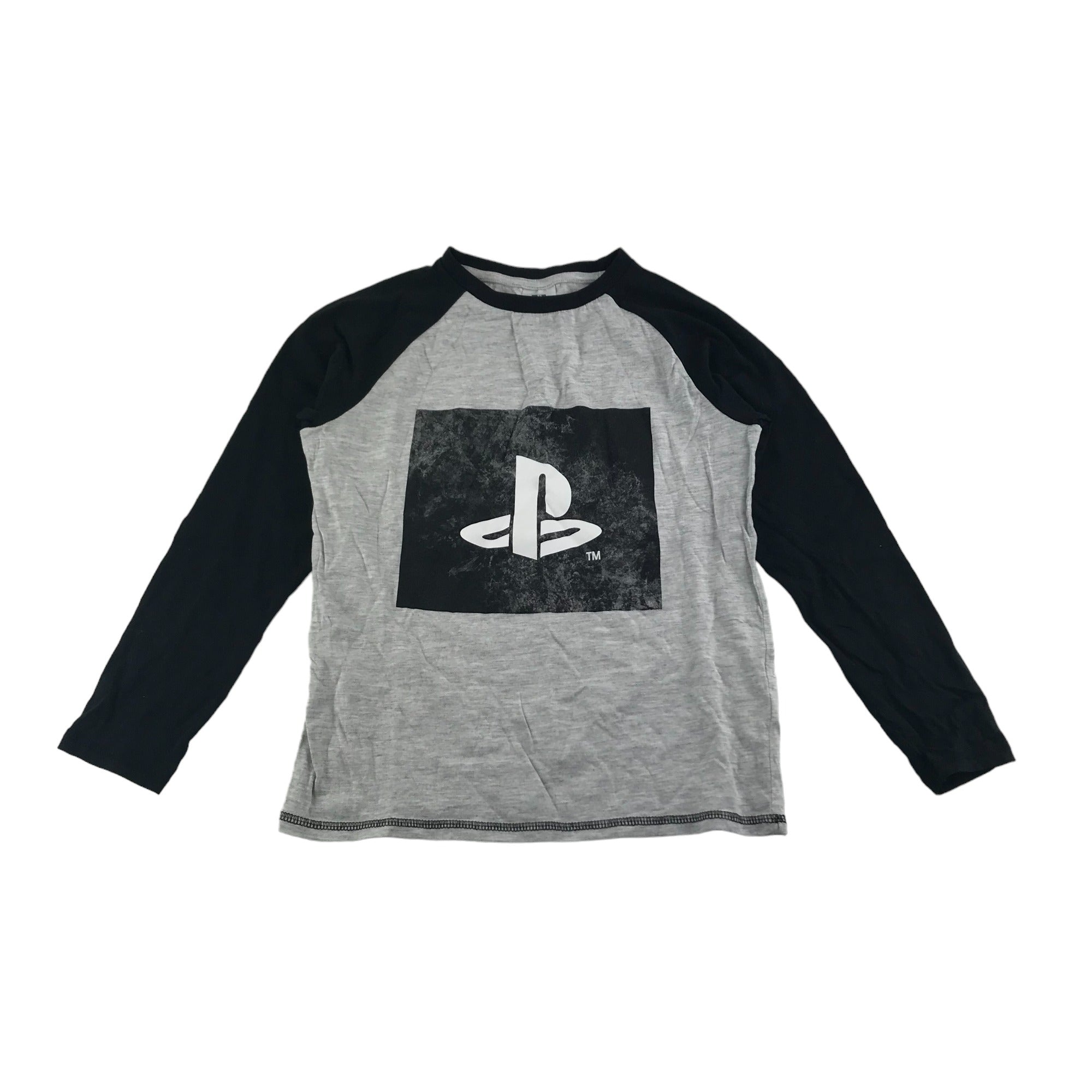 George T Shirt Age 9 Grey Long Sleeve PlayStation Logo Graphic