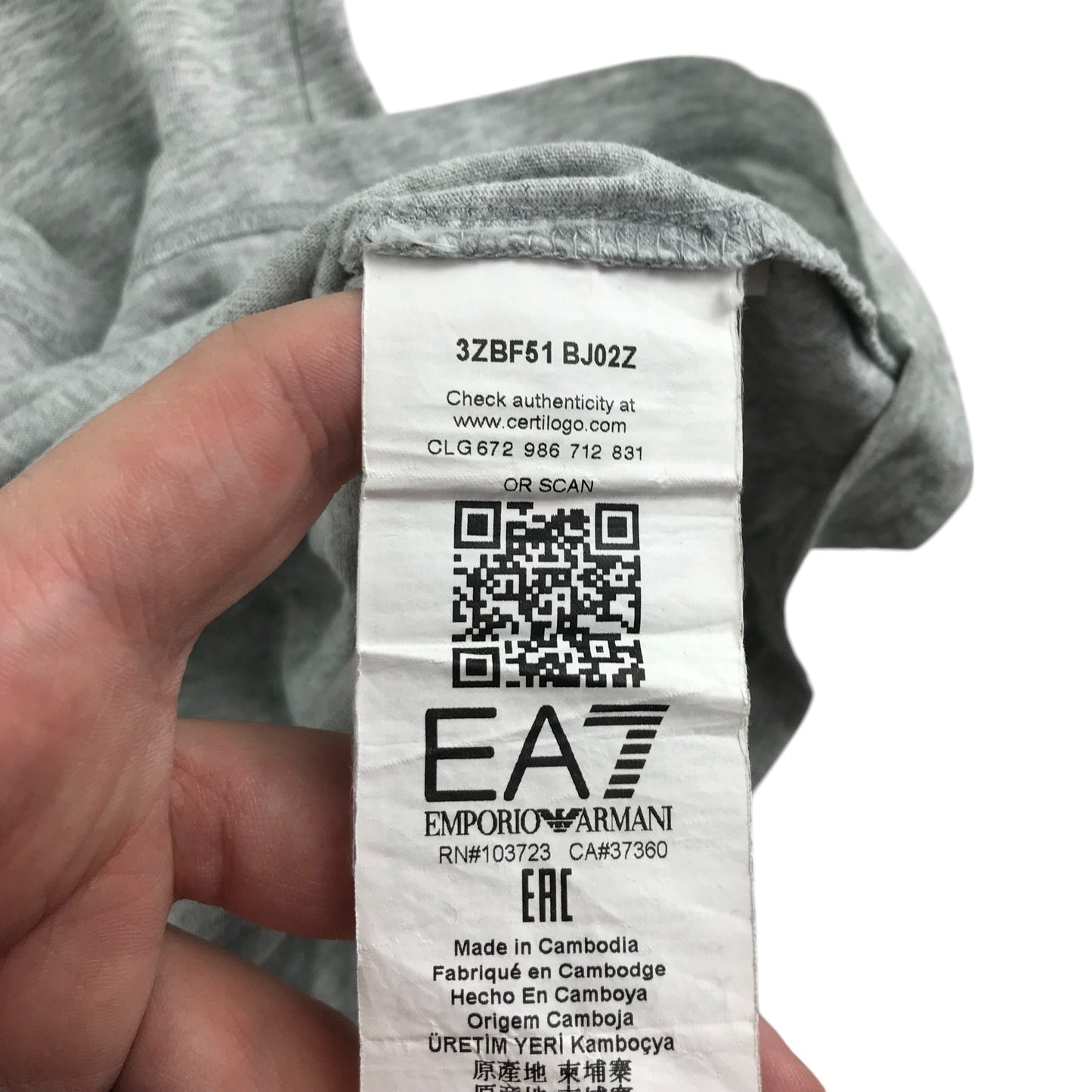 EA7 Emporio Armani polo shirt 11-12 years grey plain with logo Cotton