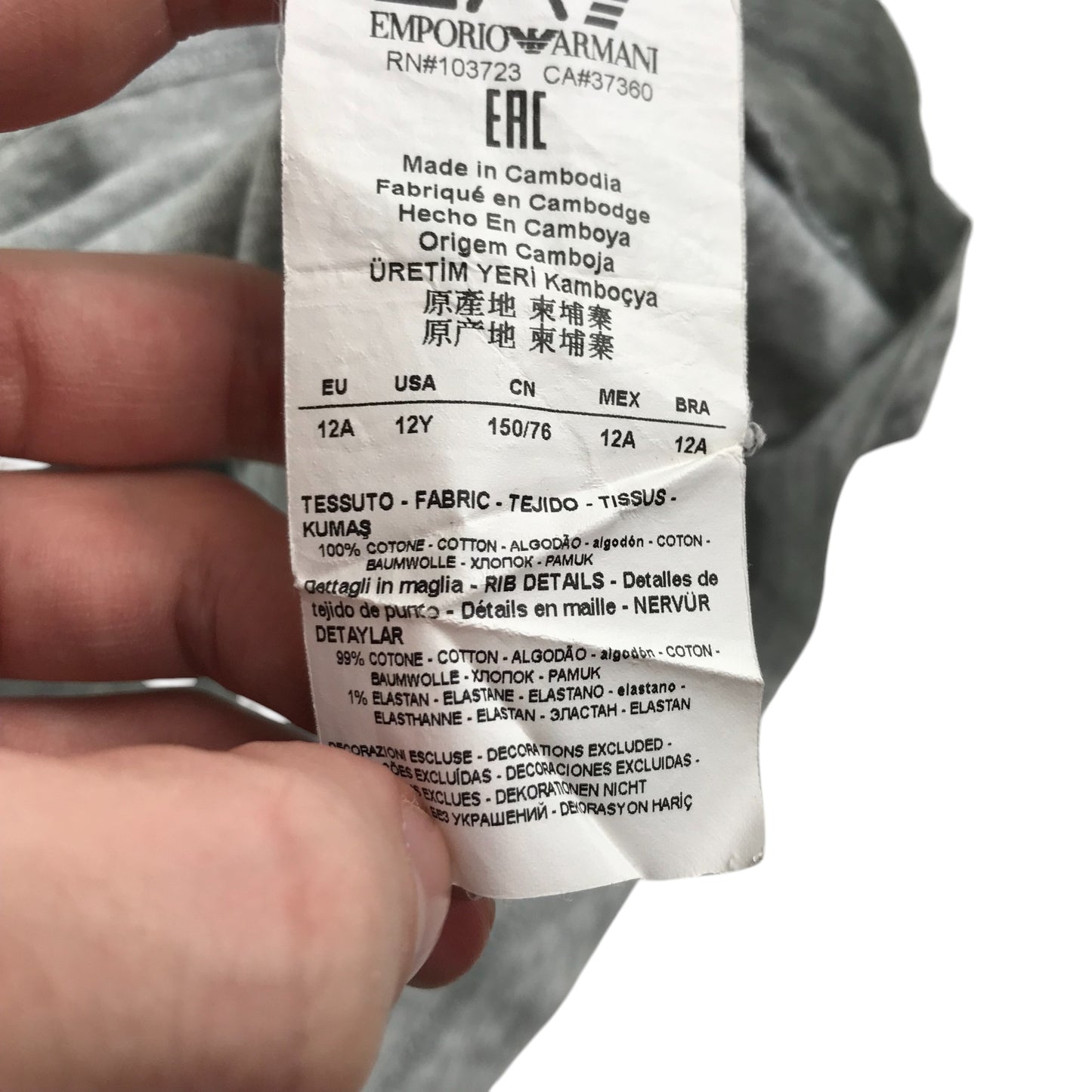 EA7 Emporio Armani polo shirt 11-12 years grey plain with logo Cotton