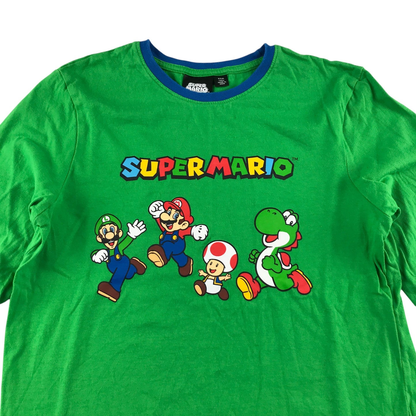 Primark t-shirt 8-9 years green Super Mario long sleeve cotton