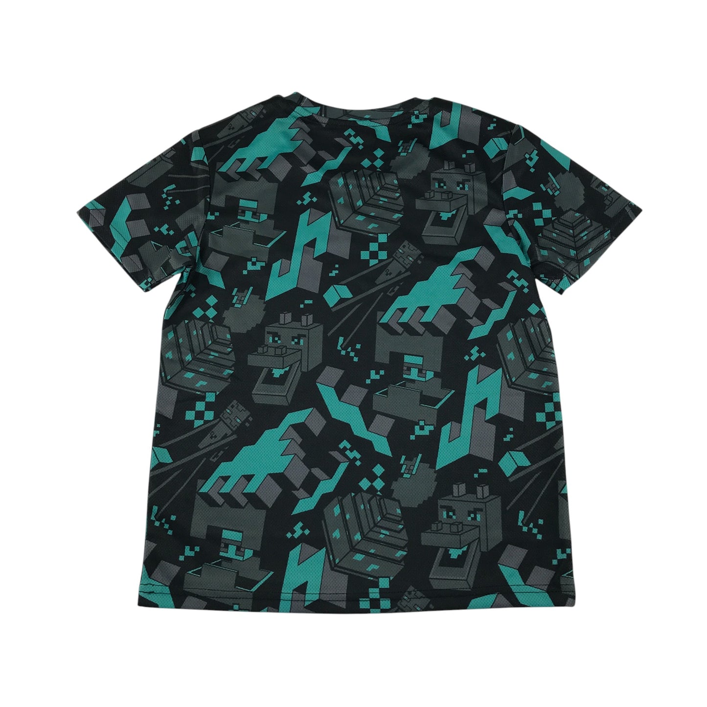 George t-shirt 8-9 years grey and turquoise sporty short sleeve Minecraft