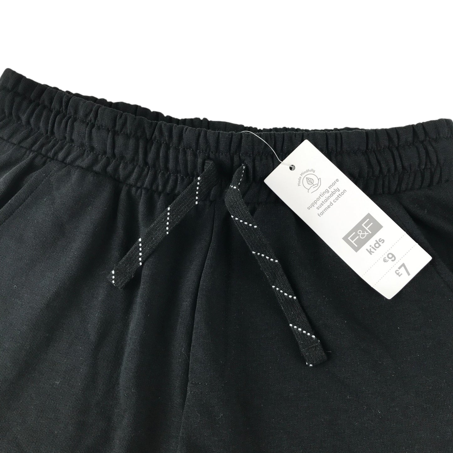 F&F sport shorts 13-14 years black plain jersey material elasticated waist