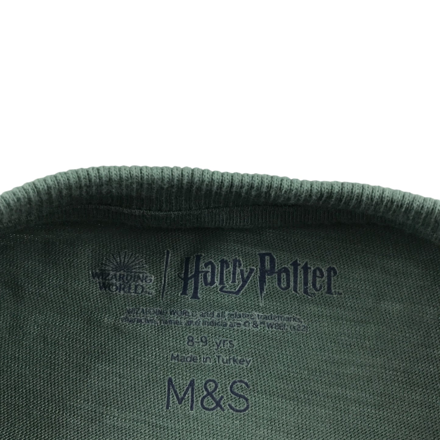 M&S t-shirt 8-9 years green Harry Potter Diagon Alley short sleeve cotton