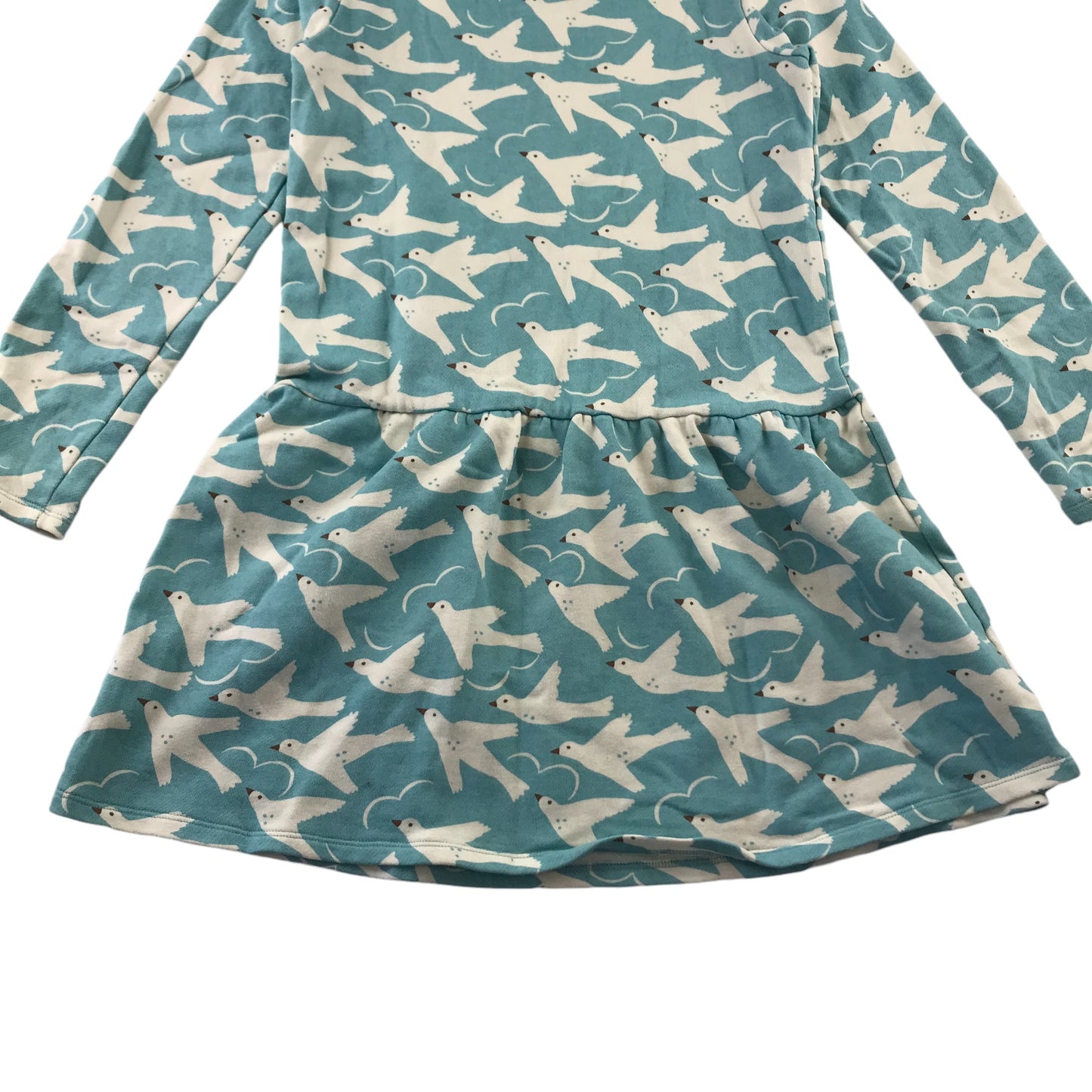 Mini Boden dress 11-12 years blue bird pattern long sleeve jersey