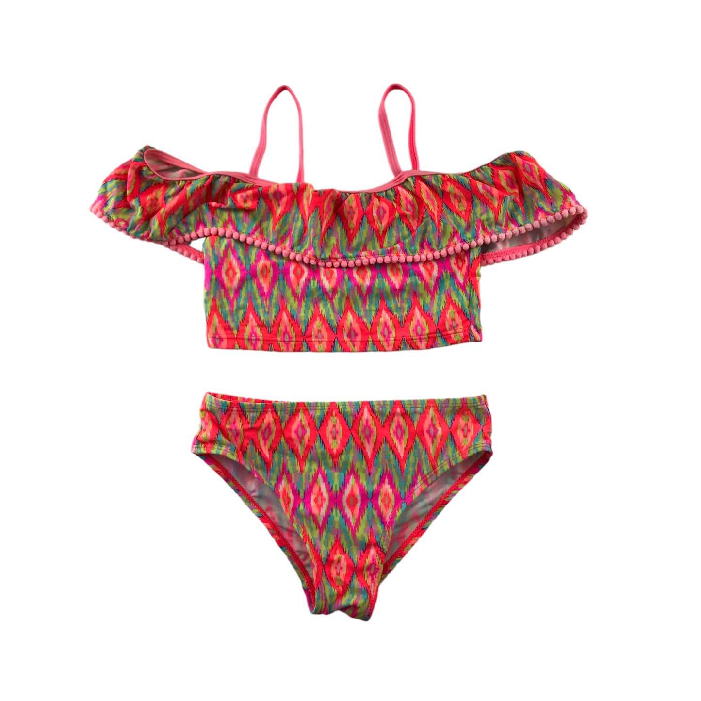 George Bikini Age 7 Orange and multicolour graphic pattern 2-piece set