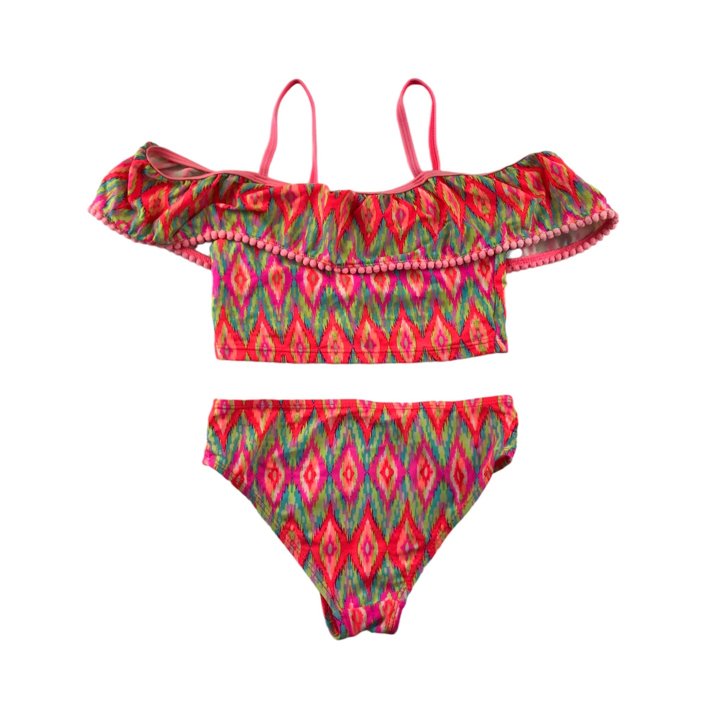 George Bikini Age 7 Orange and multicolour graphic pattern 2-piece set
