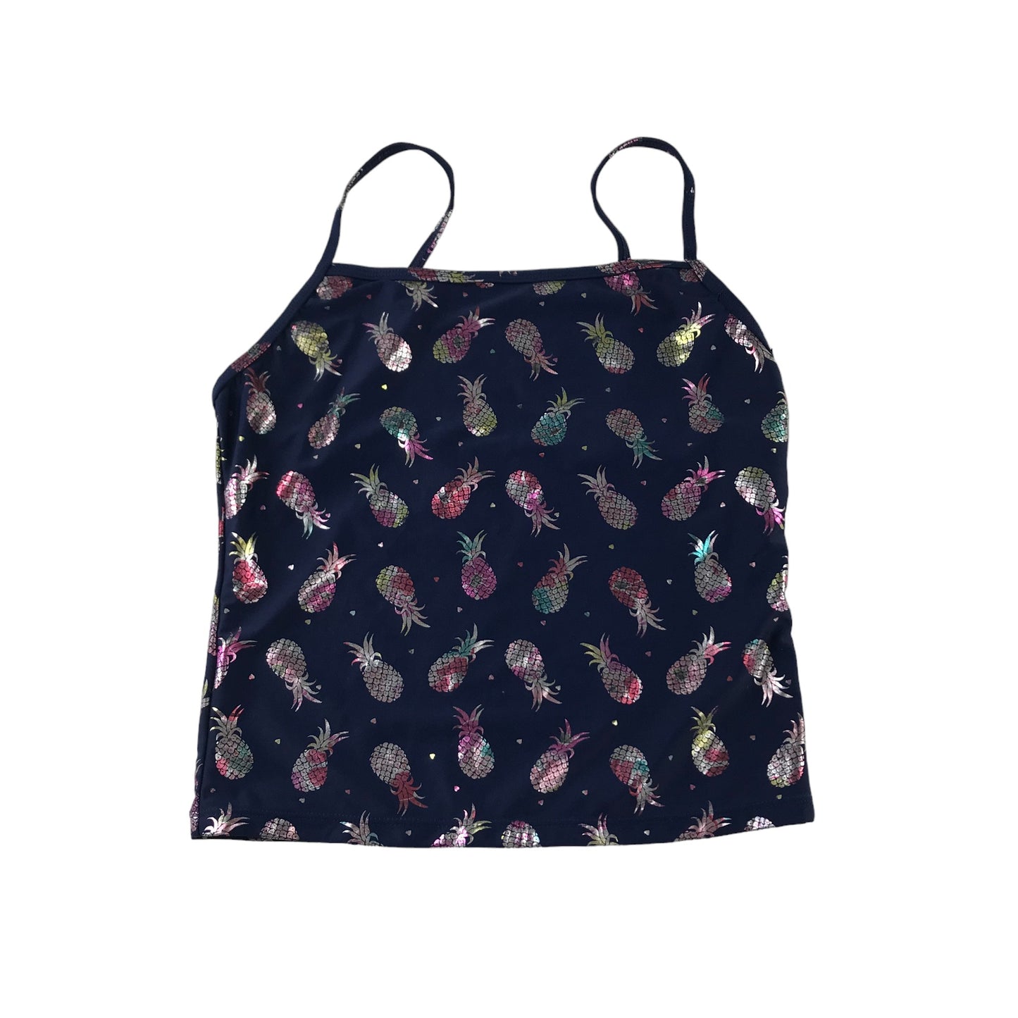 Primark Swimsuit Age 12 Navy Blue Sparkly Pine Apple 2-Piece Set