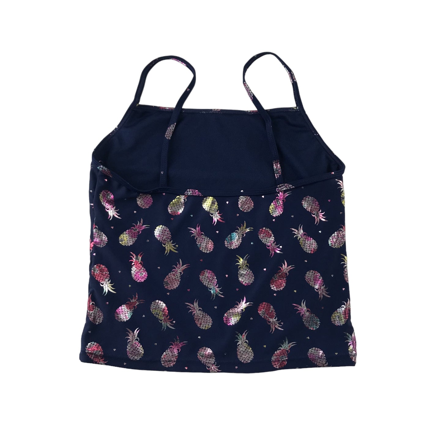 Primark Swimsuit Age 12 Navy Blue Sparkly Pine Apple 2-Piece Set