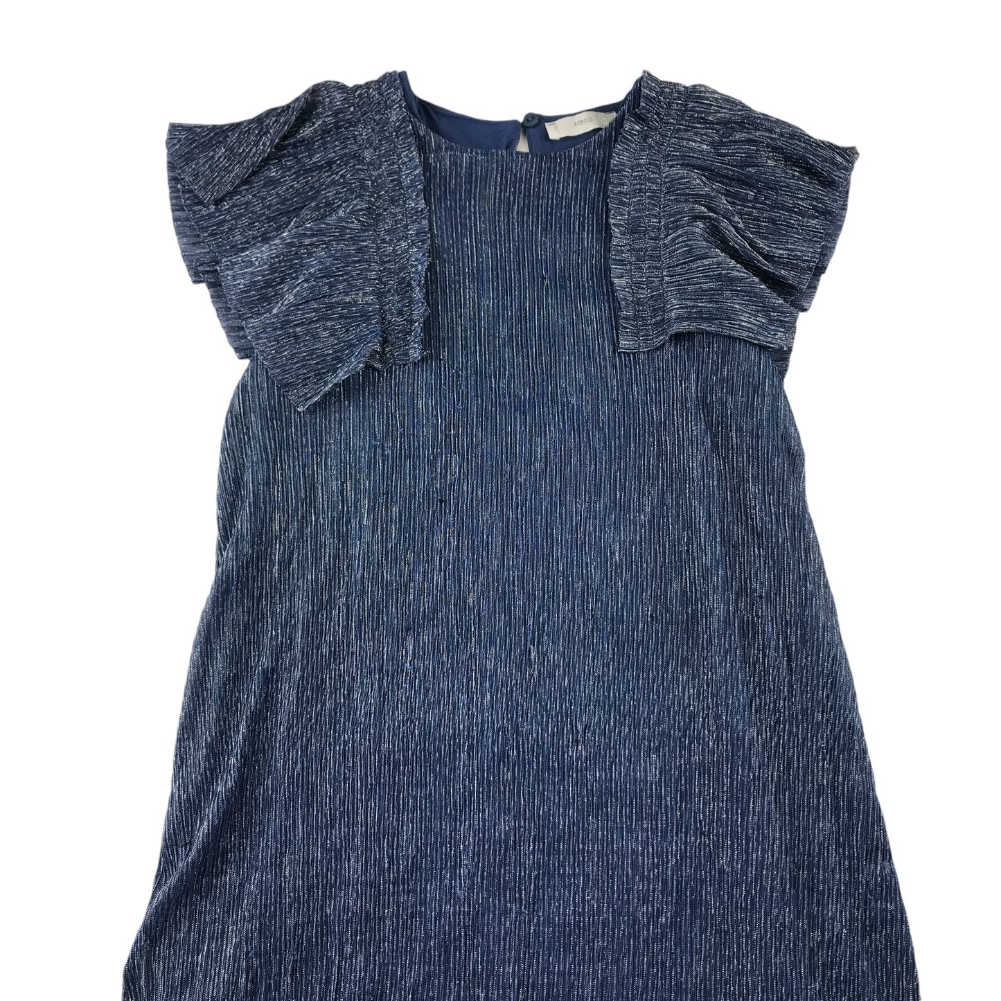 Mango dress 7-8 years navy blue sparkly A-line with frill sleeves