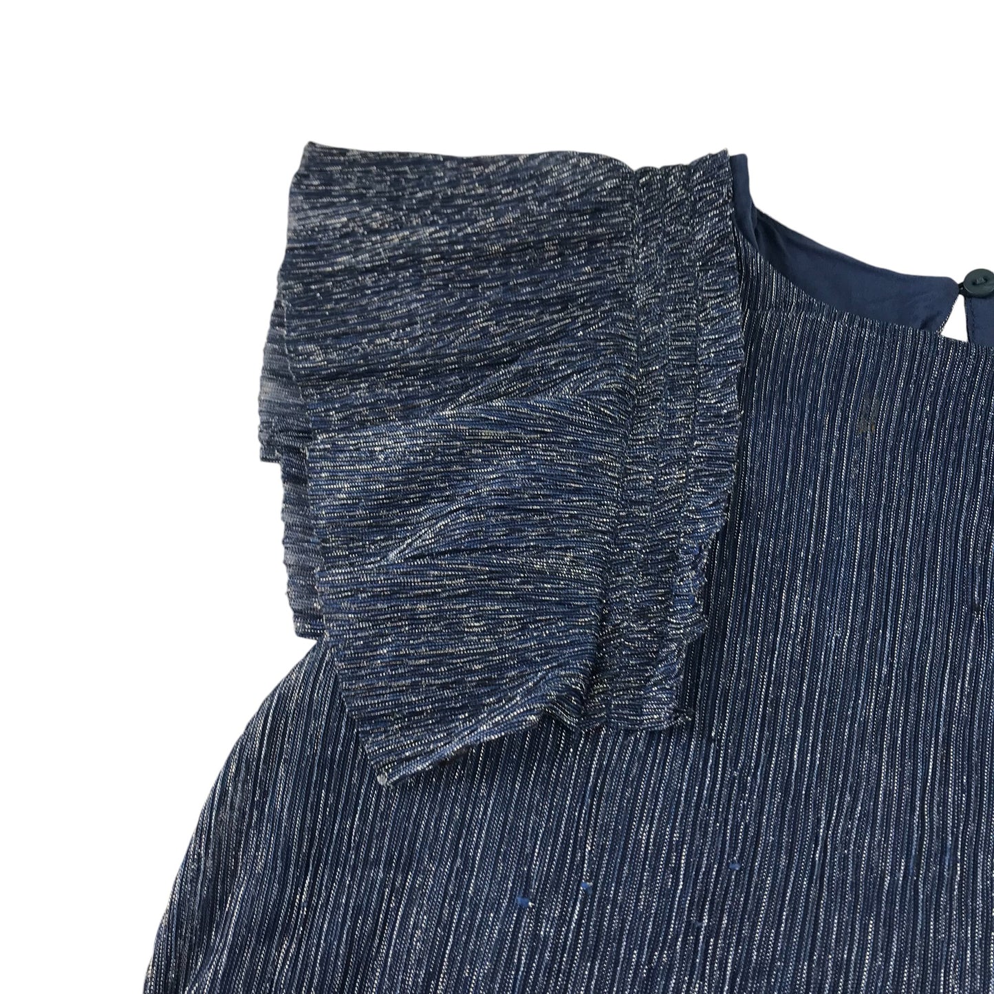 Mango dress 7-8 years navy blue sparkly A-line with frill sleeves