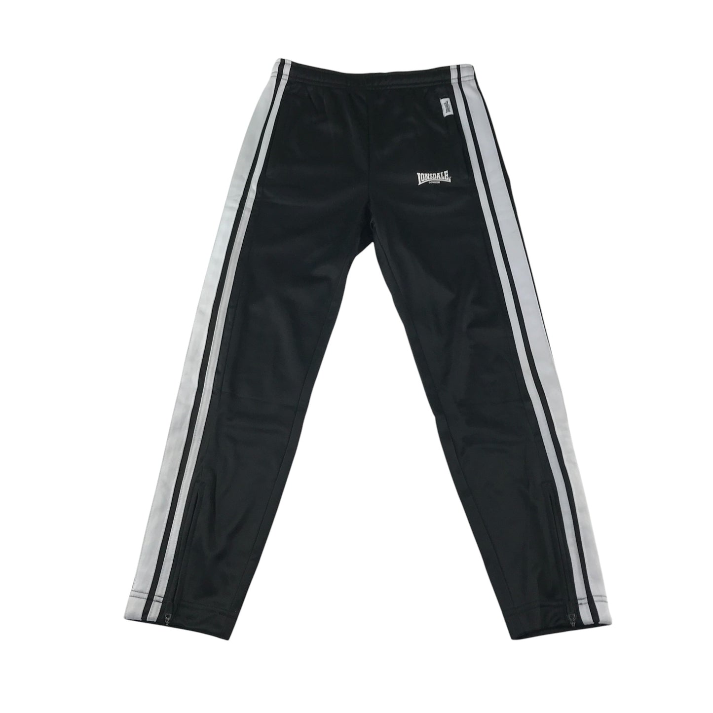 Lonsdale sport joggers 9-10 years black and white panel stripe design