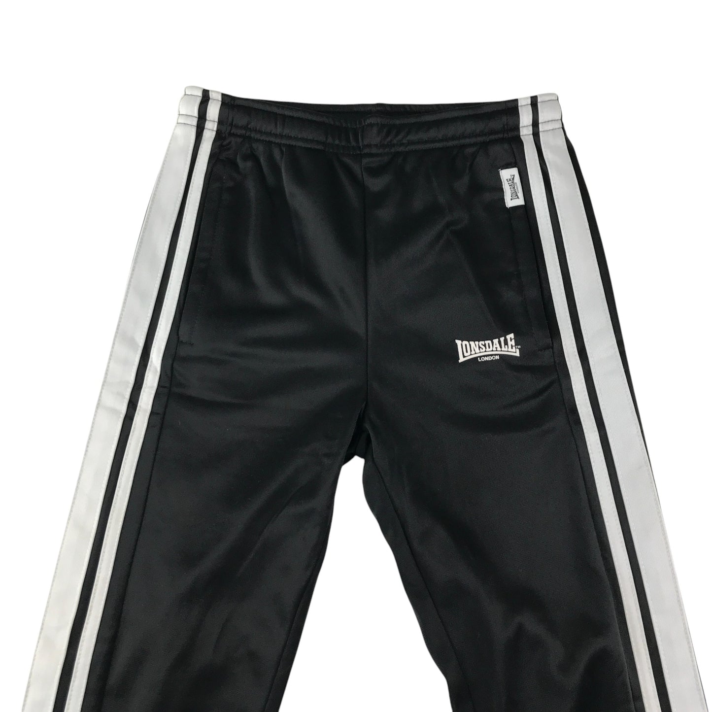 Lonsdale sport joggers 9-10 years black and white panel stripe design